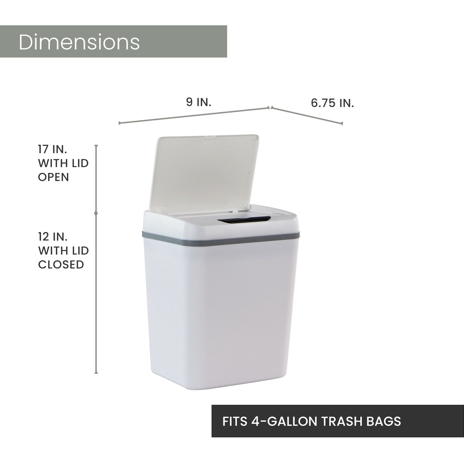 13/16L Smart Trash Can With Garbage Bags Paper Basket For Kitchen