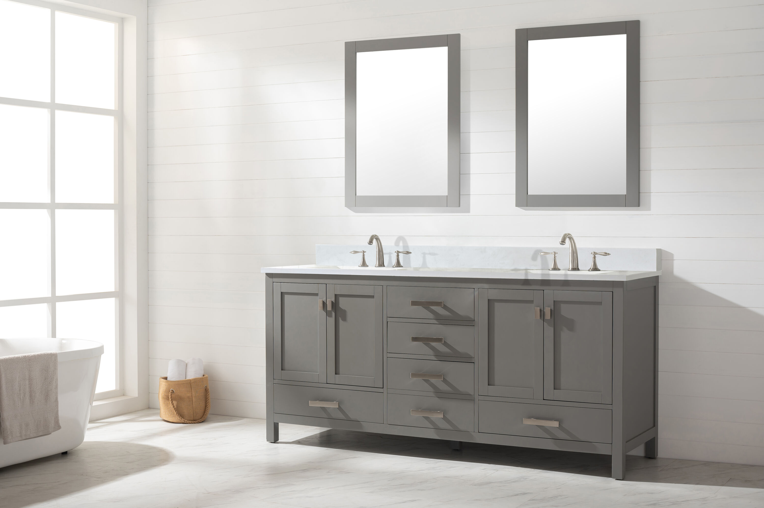 Design Element Valentino 72-in Gray Undermount Double Sink Bathroom ...