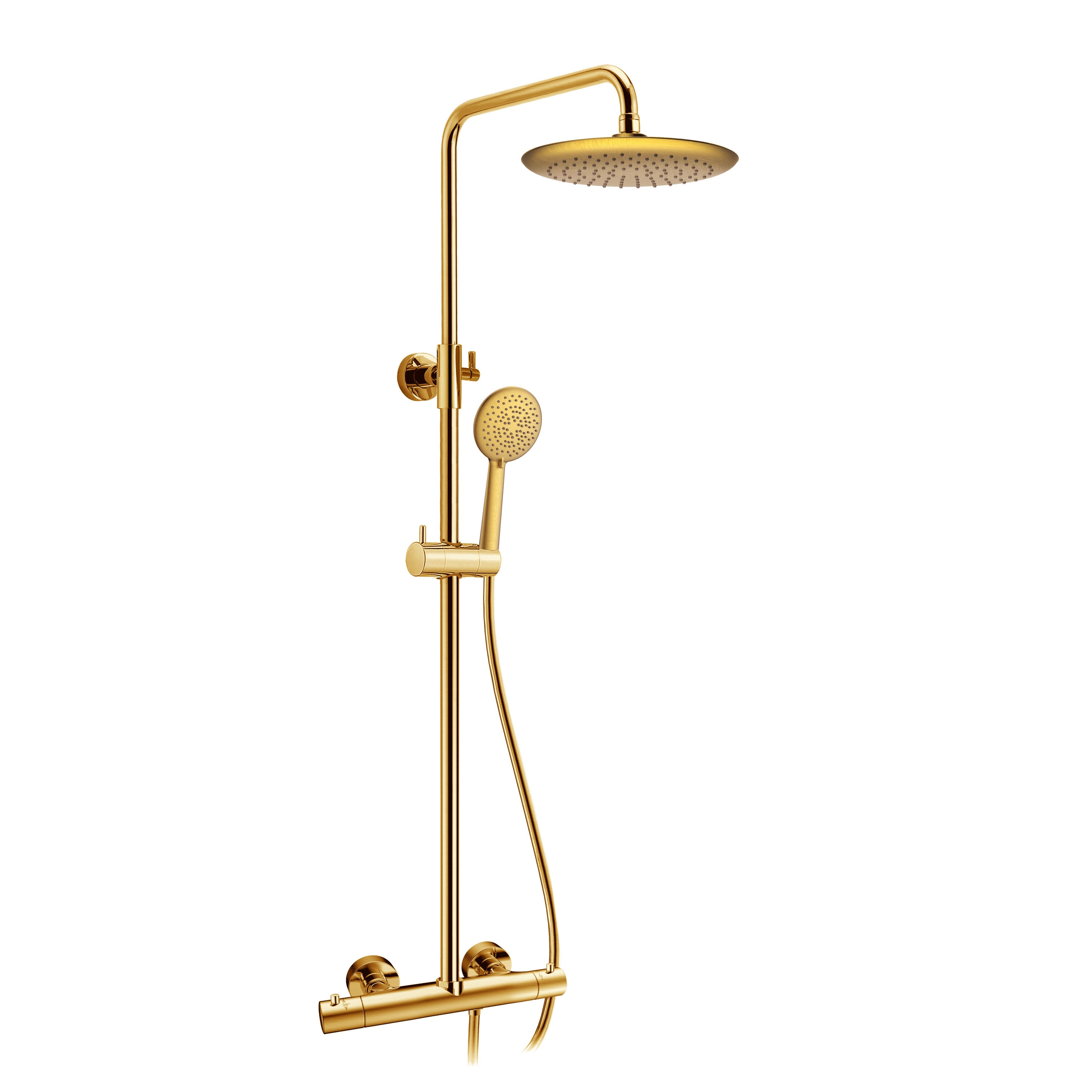 ANZZI SH-AZ101BG Downpour Gold Dual Head Shower Faucet Bar System with 2-way Diverter ( Thermostatic Valve Included )