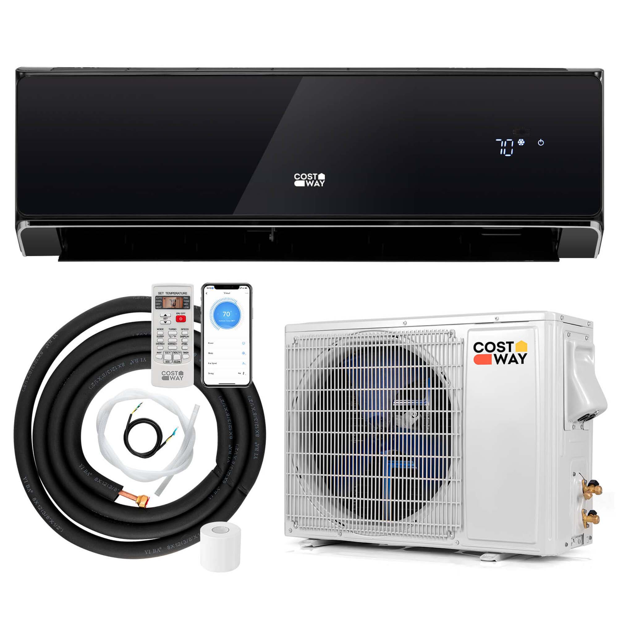 Costway HCST03041 17000-BTU 1250-sq ft 208-Volt Black Through-the-Wall Air Conditioner with Heater with Remote