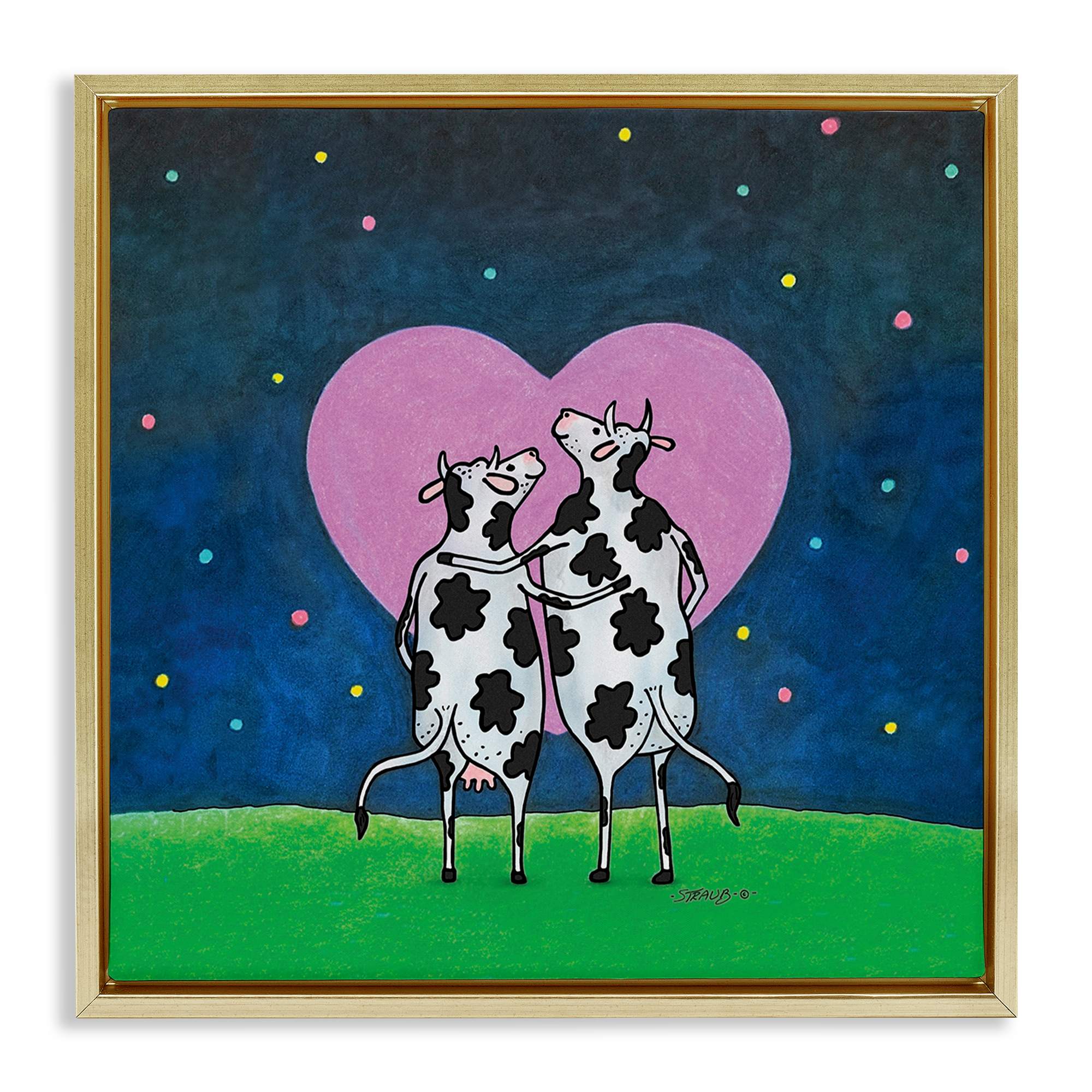 Stupell Industries BT-016-FFG-17X17 Loving Significant Udder Gold Framed Floater Canvas Wall Art By Roger Straub 18 x 18