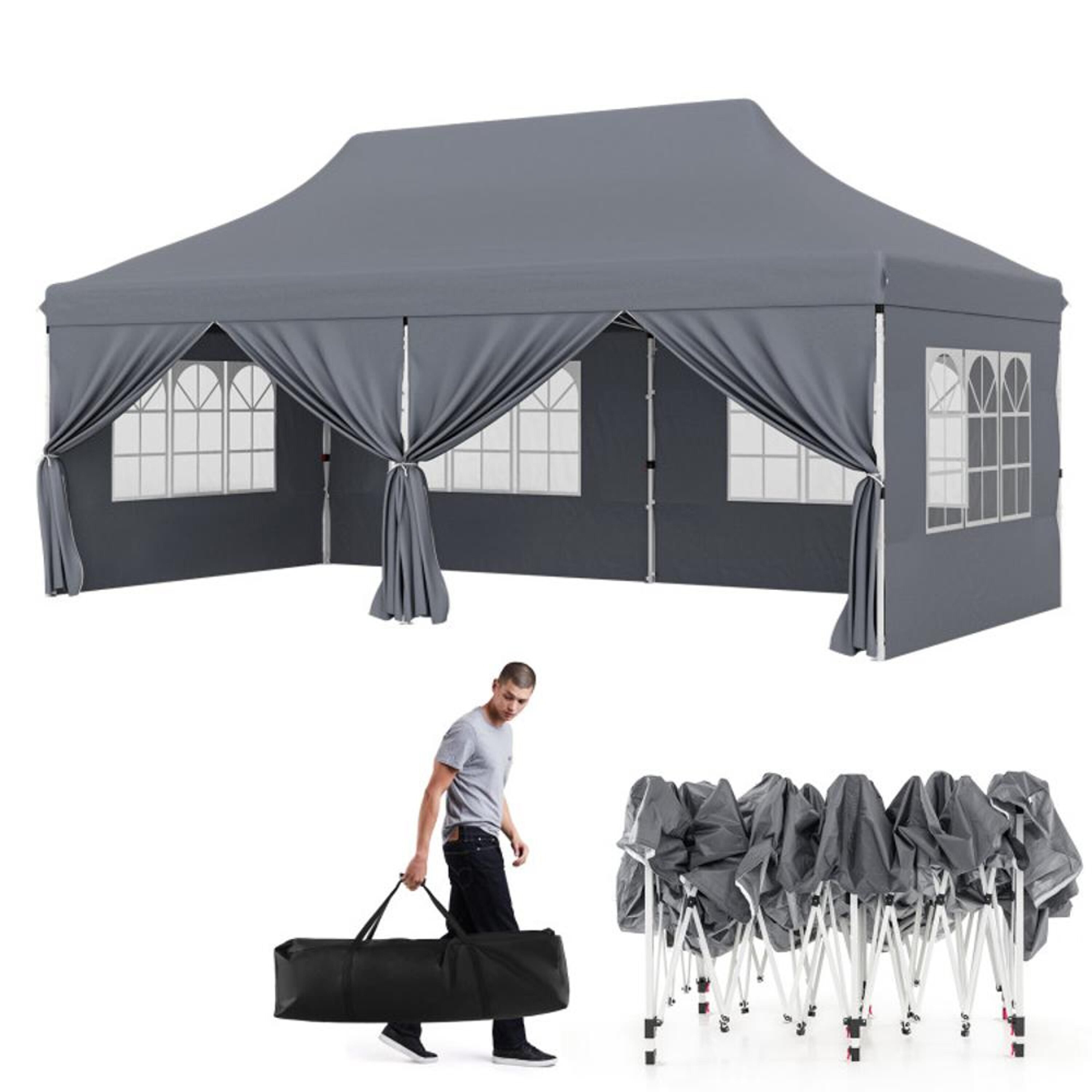 BABOOM BOM-1453GR-CO 20-Feet x 10-Feet Rectangle Gray Pop-up canopy