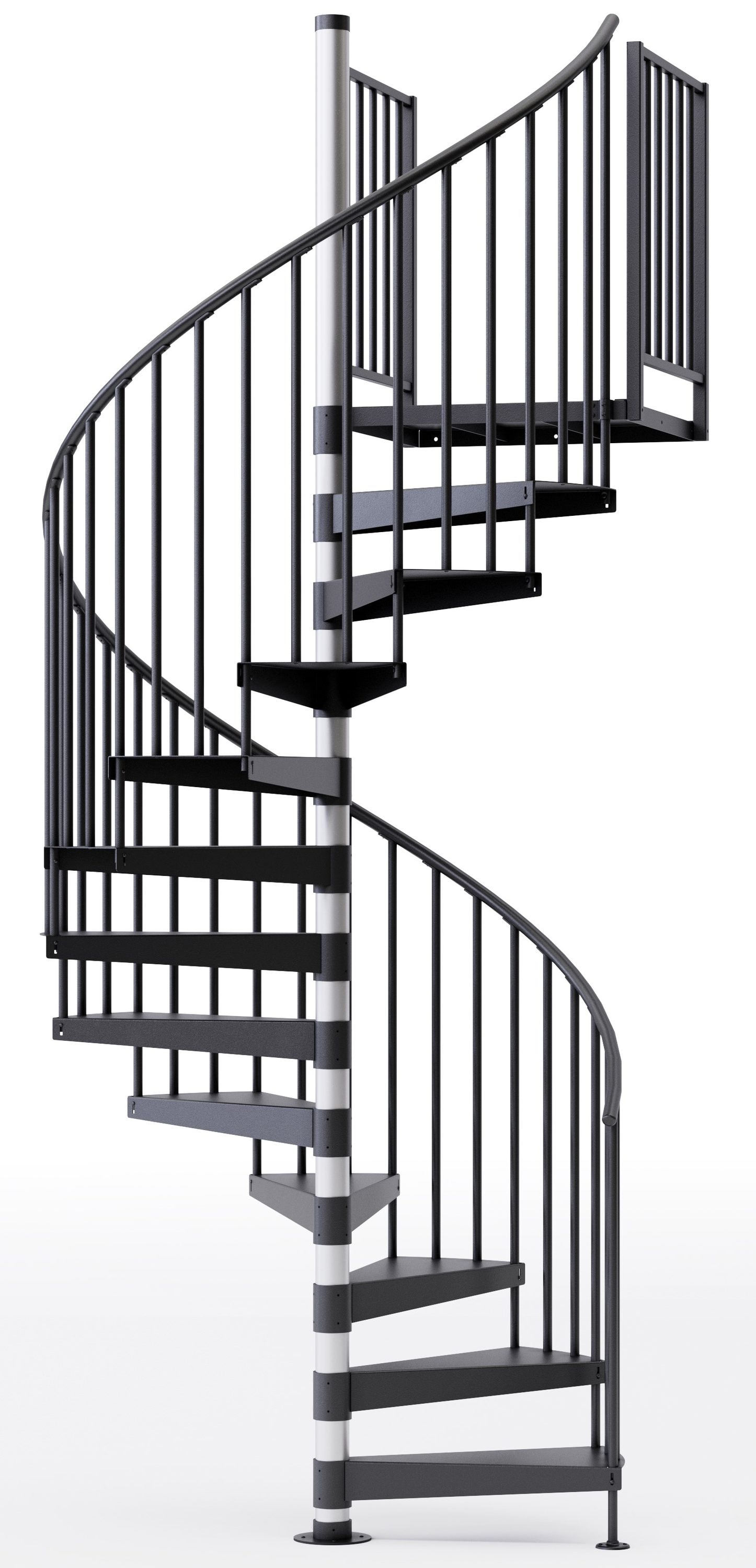 Mylen Stairs EC60P12V004 Reroute 60-in x 10.25-ft 2 Platform Rails Black Spiral Staircase Kit , Fits Height: 110.5-in to 123.5-in (12 treads) ( 12 Treads )