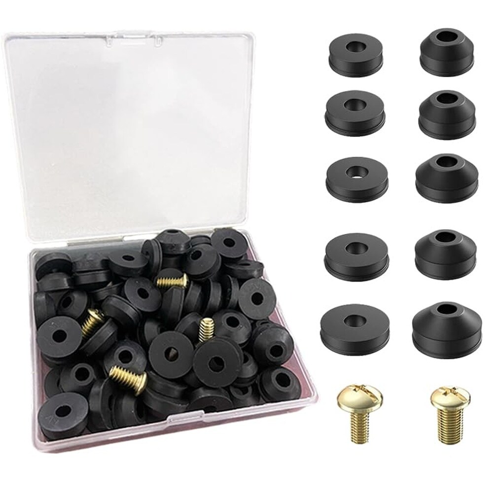 Ahfiwaso  48 pcs outdoor faucet repair kit universal rubber washers flat and beveled assortment with brass screws for hose spigot sink plumbing