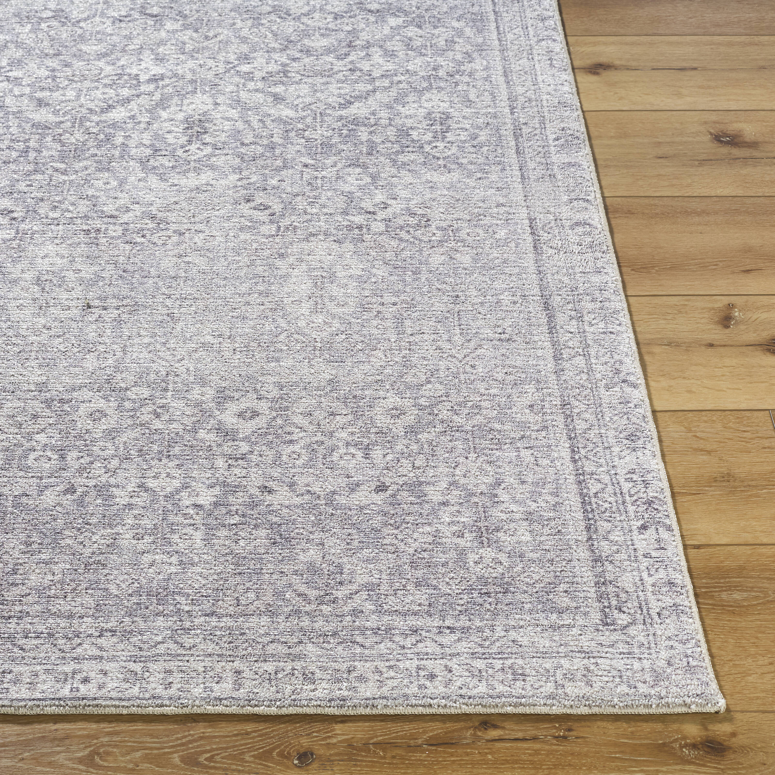 Galey Alix Gray Polyester Rectangular Vintage Area Rug