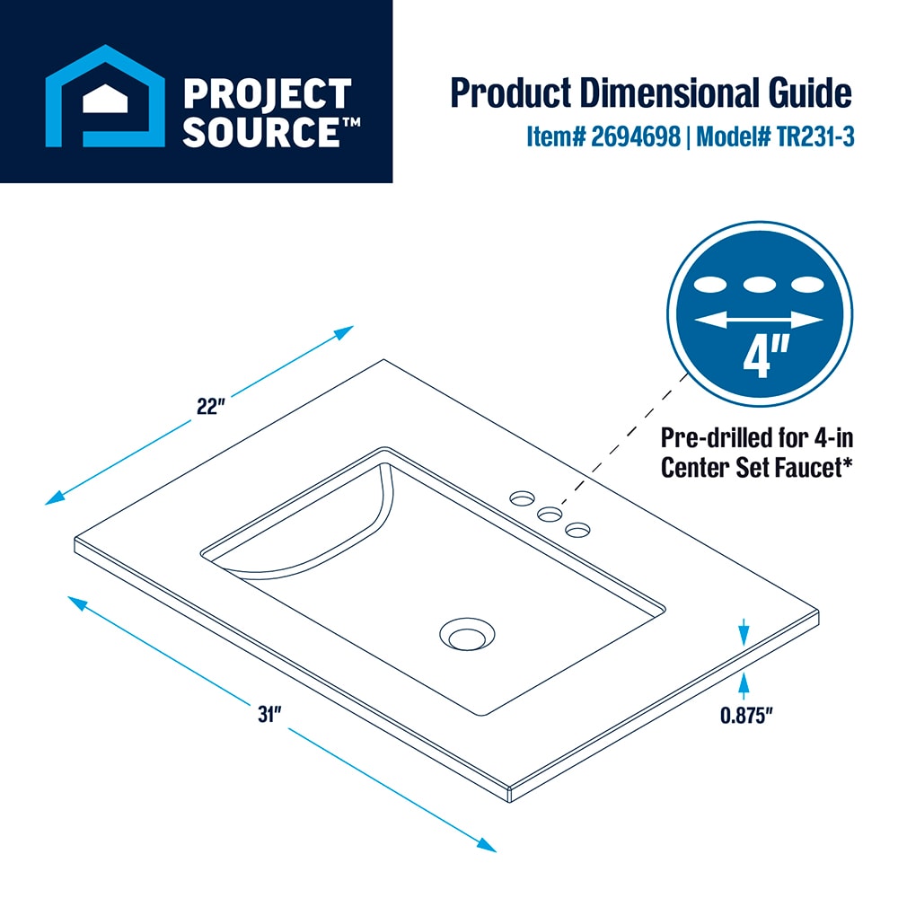 Project Source TR231-3 Vanity-Tops - View #5