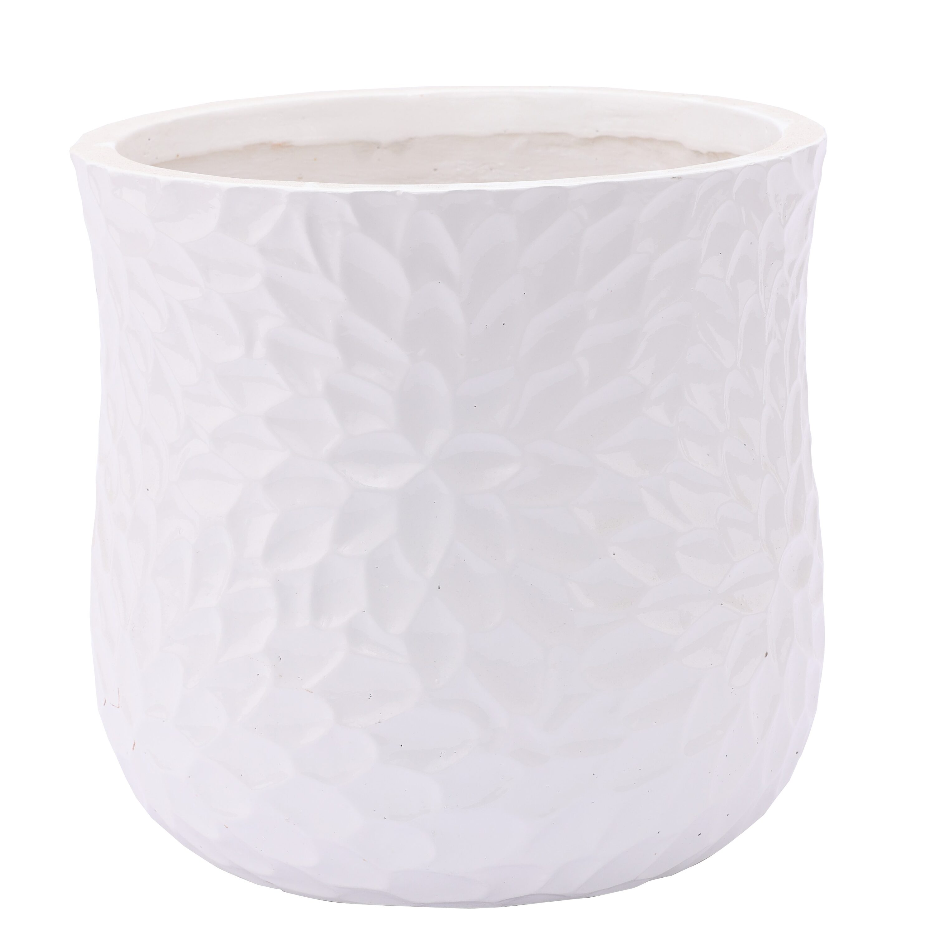 LuxenHome WHPL1572 Round 12.25-in W Medium White Mixed/Composite Contemporary/Modern Indoor/Outdoor Planter with Drainage Holes