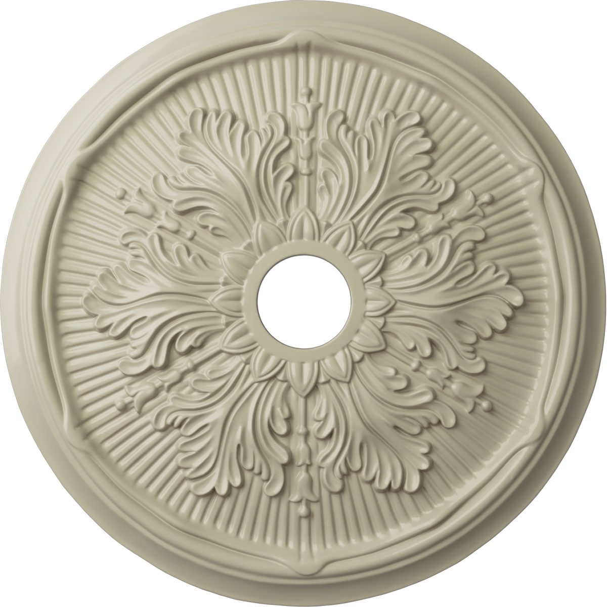 Ekena Millwork CM23LUCYF Luton Leaf 23.75-in W x 23.75-in L Painted Clear Yellow Polyurethane Whole Ceiling Medallion