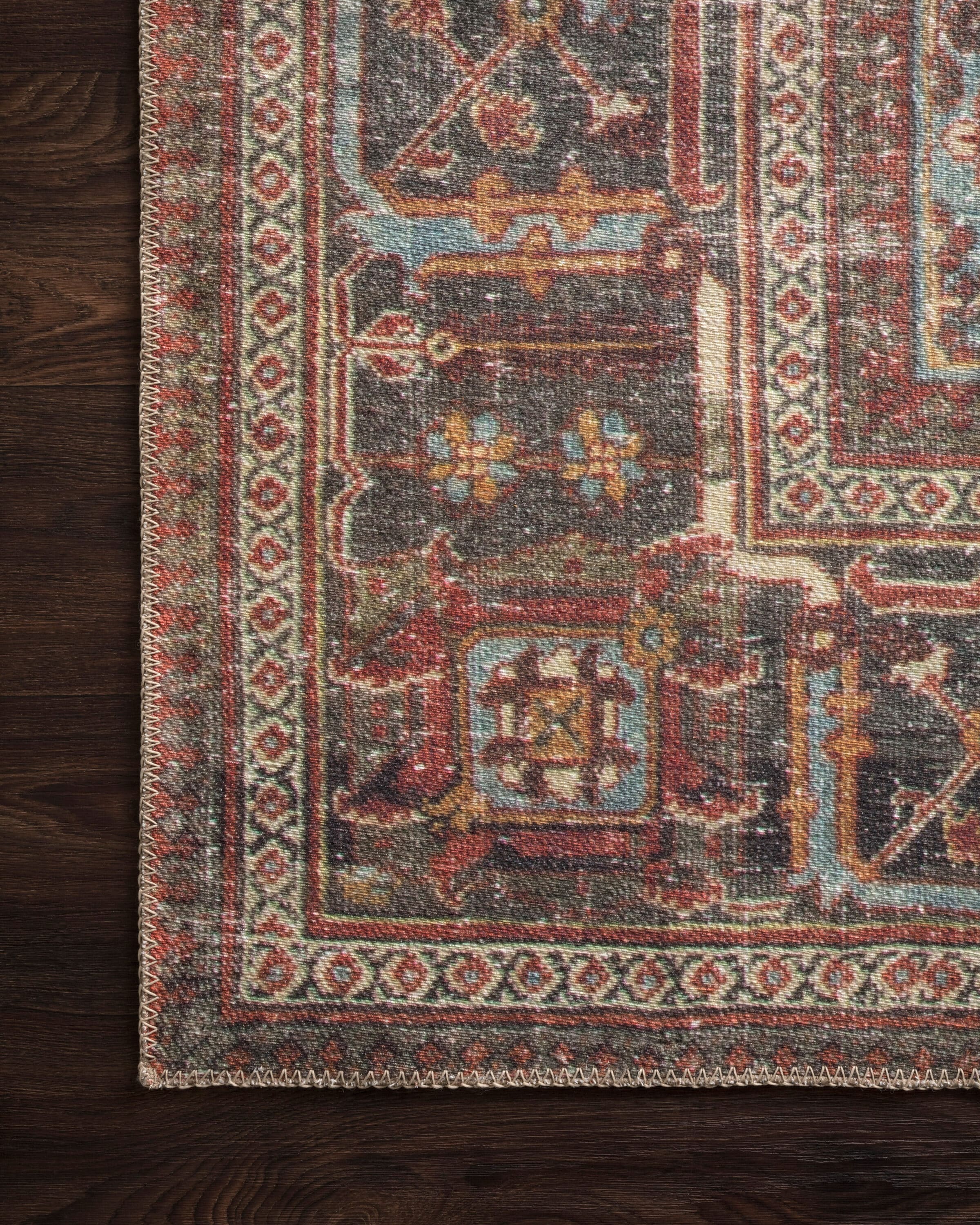 Loren Red and Midnight Bohemian Wool Runner Rug