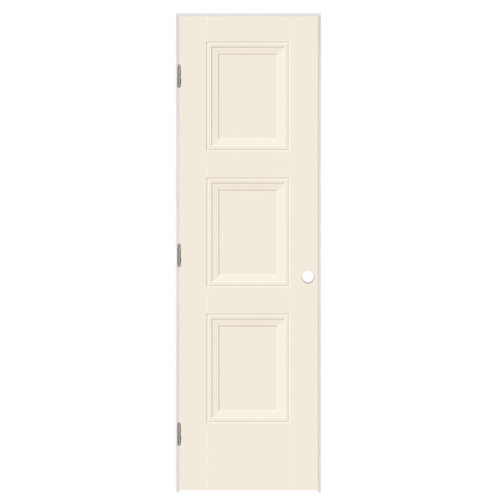 Masonite 5071773 28-in x 80-in Moonglow Solid core 3-panel equal Left hand Smooth Prefinished Molded composite Flat Jamb Single Prehung Interior Door
