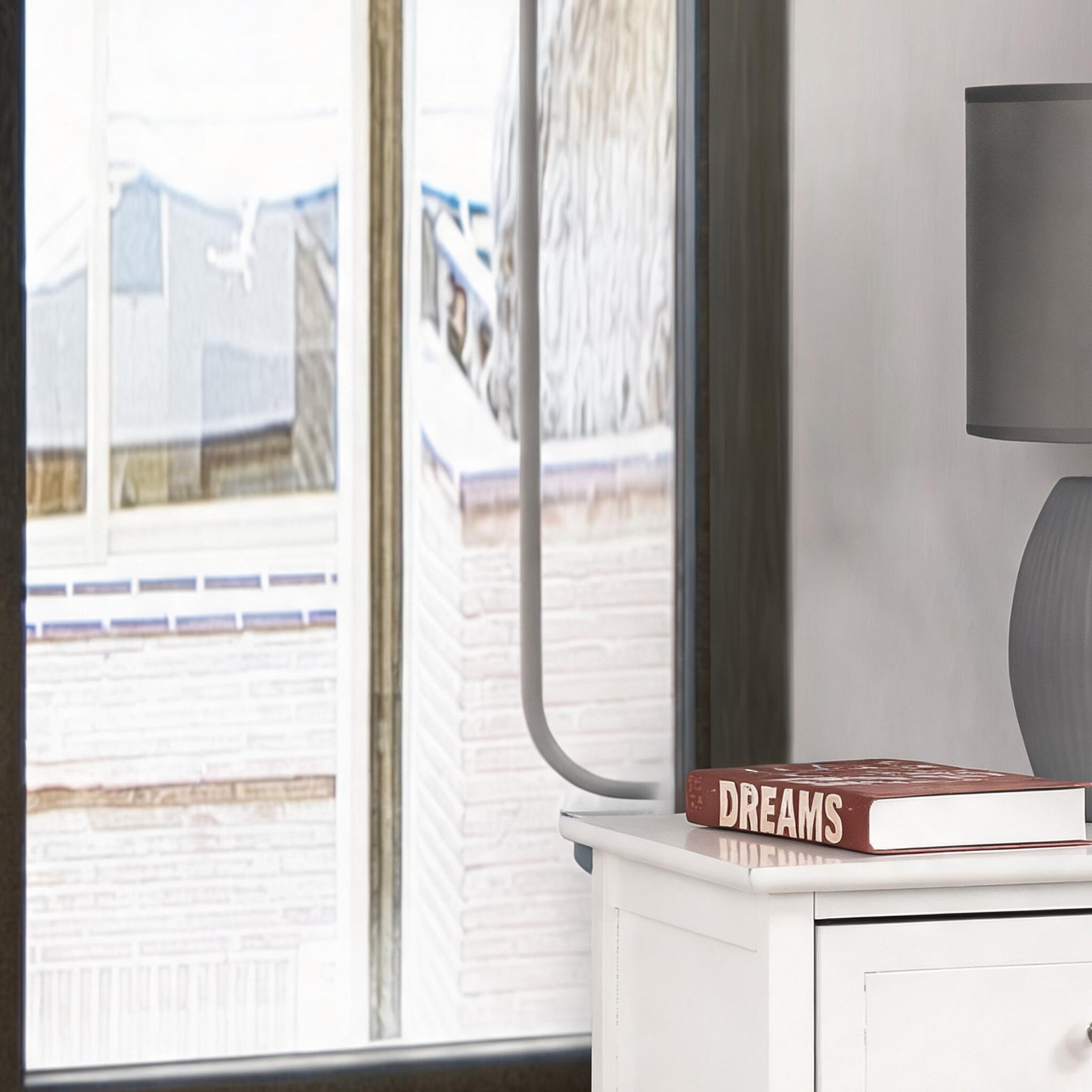 Transitional Nightstand with Three-Drawer Storage Soft White Particle Board Compact 19 W x 15 D Size