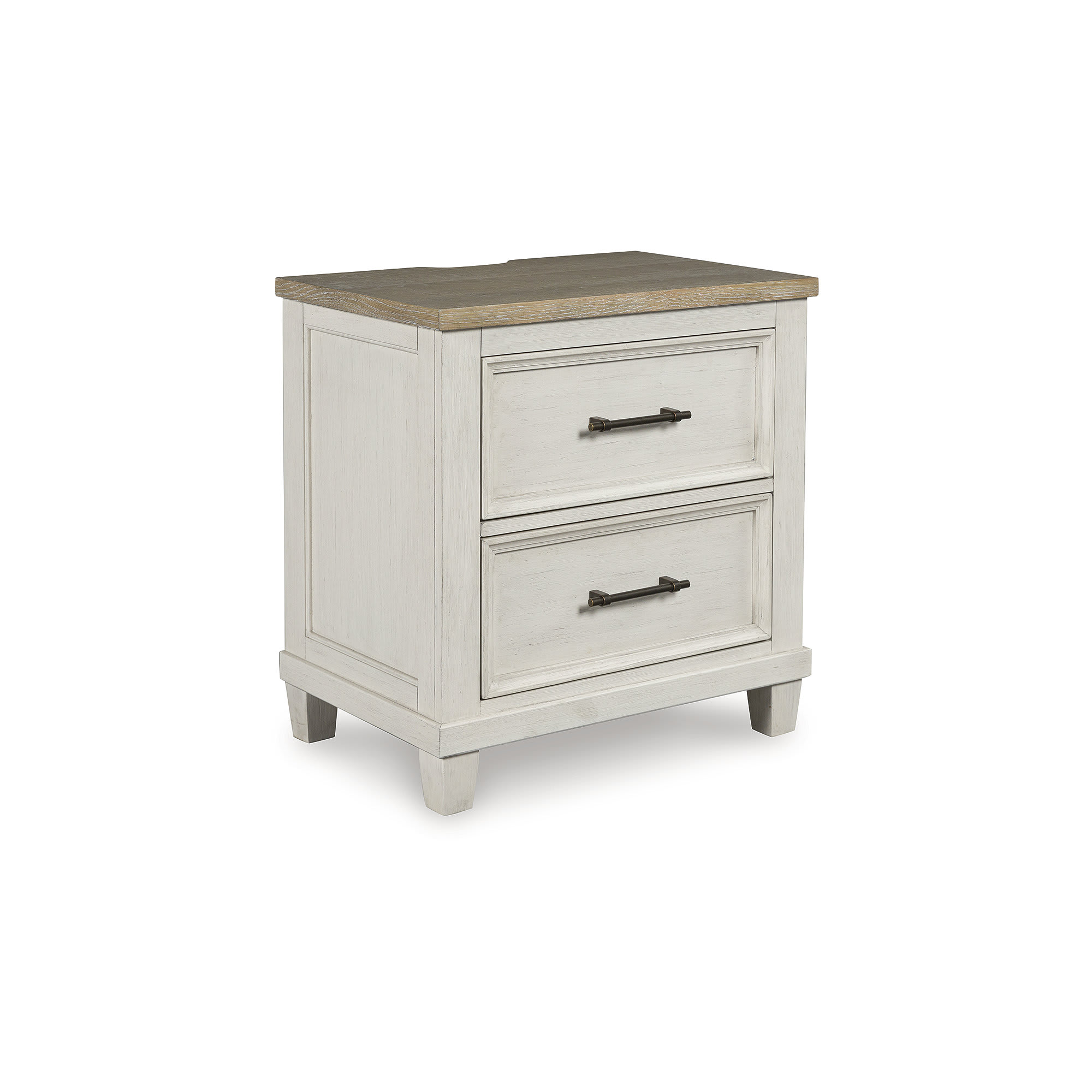 Signature Design by Ashley B683-92 Shaybrock Antique White and Gray Two Tone Farmhouse Nightstand with USB Charging and 2 Drawers