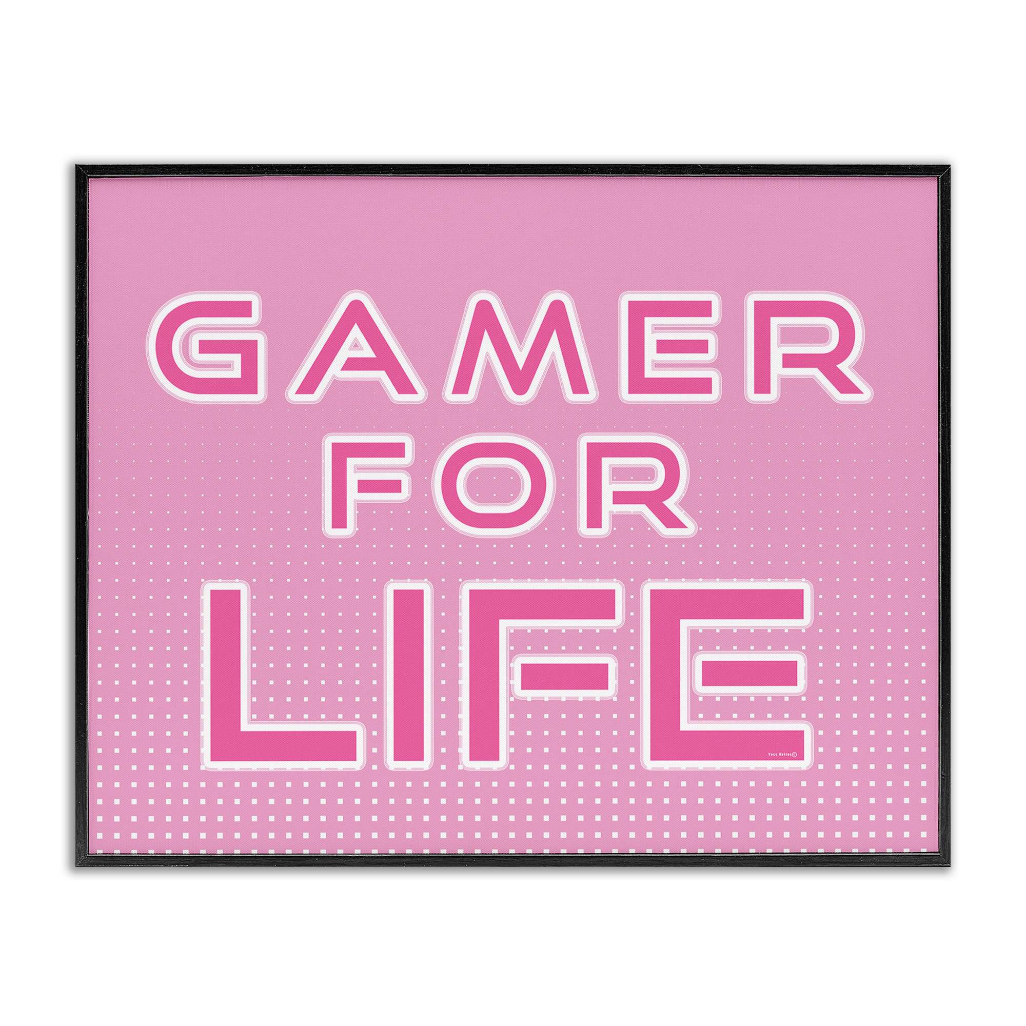 Stupell Industries BS-717-FR-16X20 Pink Gamer For Life Black Framed Giclee Art By Yass Naffas Designs 20 x 16