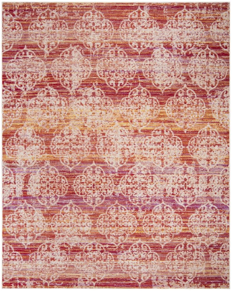 Safavieh MTG182P-8 Montage 8 x 10 (ft) Loomed Polypropylene Pink/Multi Rectangular Indoor/Outdoor Distressed/Overdyed Southwestern Area rug
