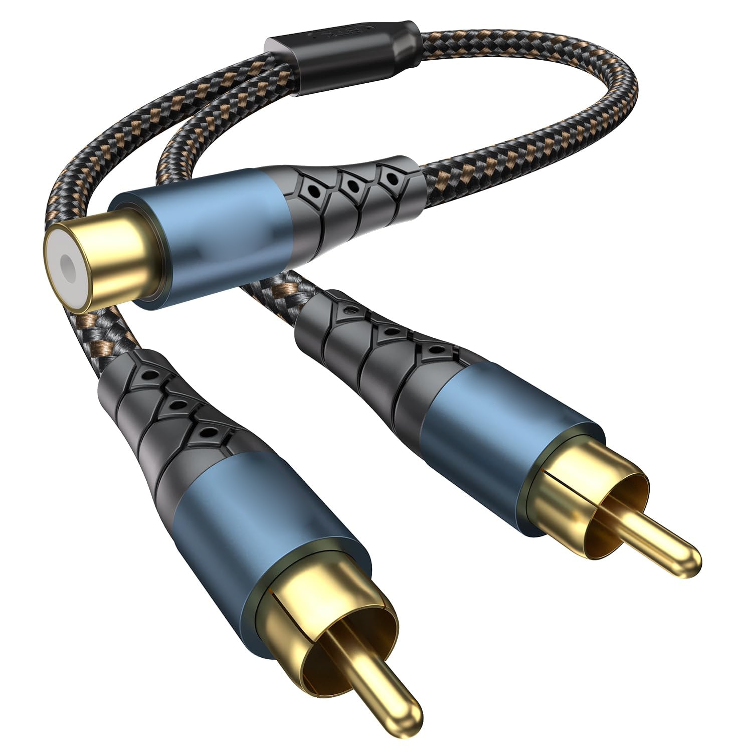 Oyezvary  RCA Splitter Cable 1 Female to 2 Male Nylon Braided Shielded Audio Extension Cord 1ft 30CM durable home and garden