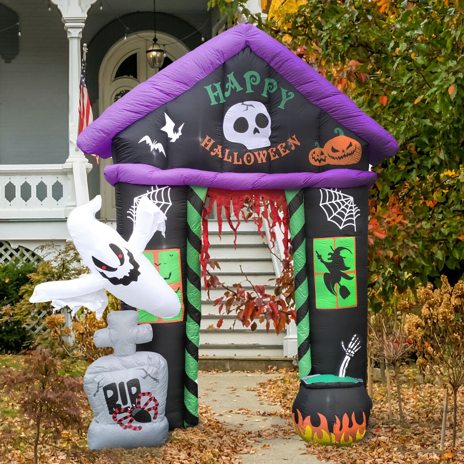 Haunted Hill Farm 9-ft Lighted Tombstone Inflatable in the Outdoor ...