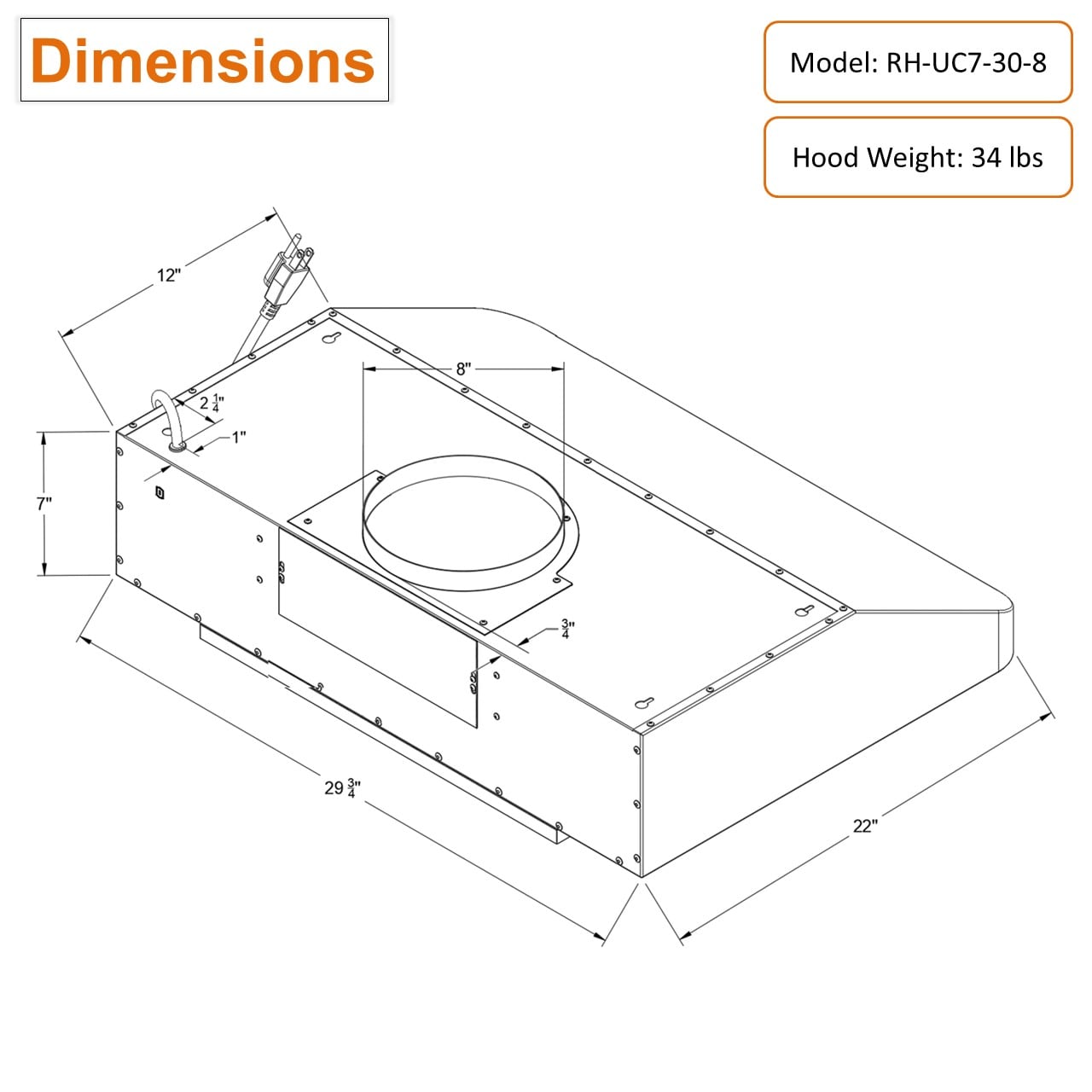 Awoco RH-UC7-30-8 Undercabinet-Range-Hoods - View #7