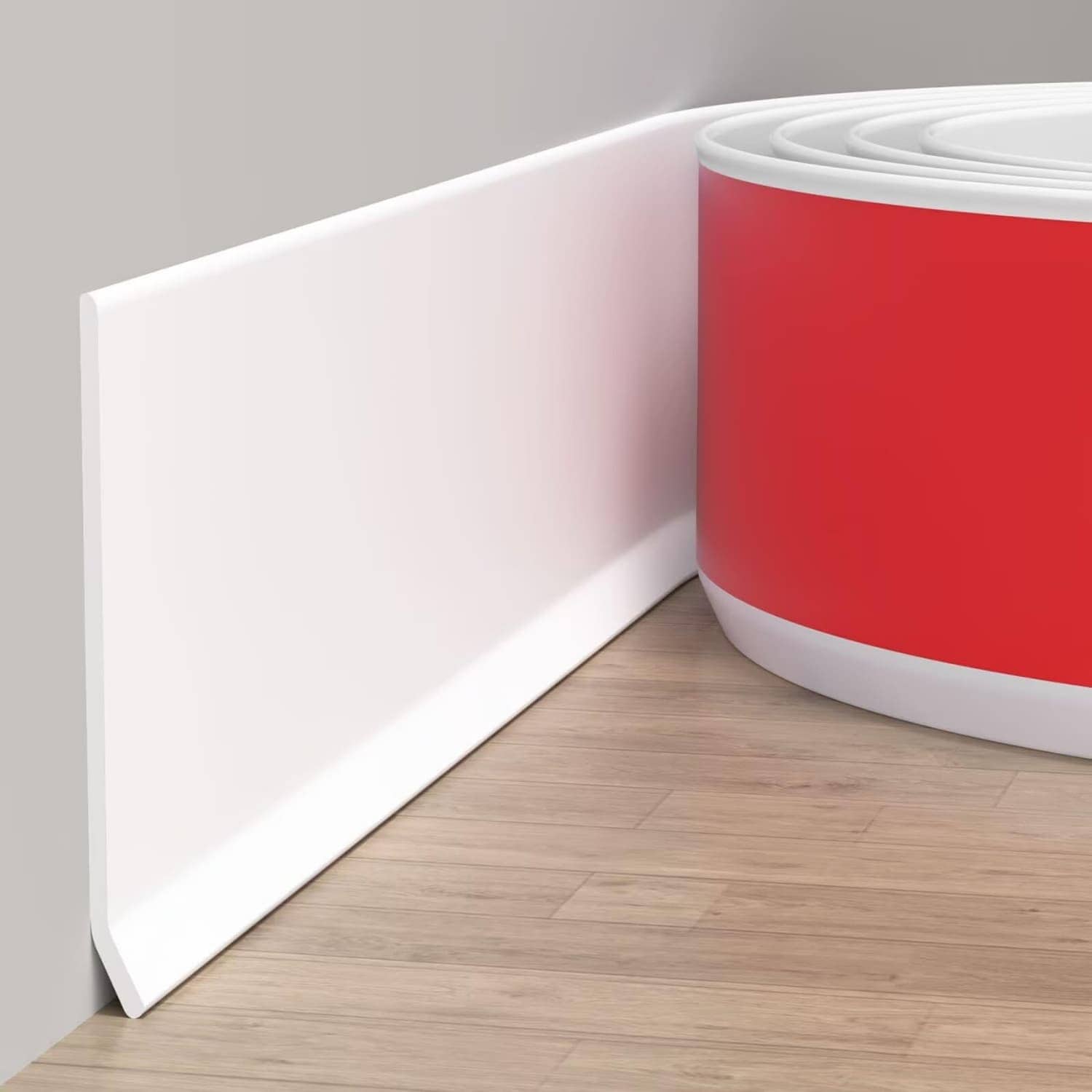Angel Sar 20-ft White Baseboard Molding Trim with Upgraded Vinyl Material for Tile Wood Flooring Marble Floor