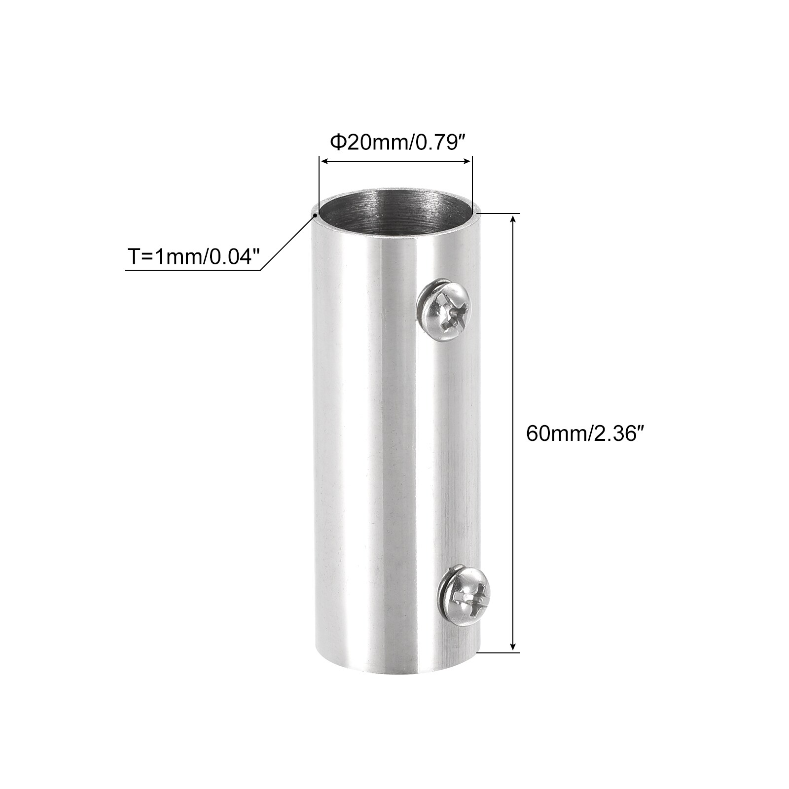 Unique Bargains Rail Pipe Fitting 2-Way 60mm Length 304 Stainless Steel ...