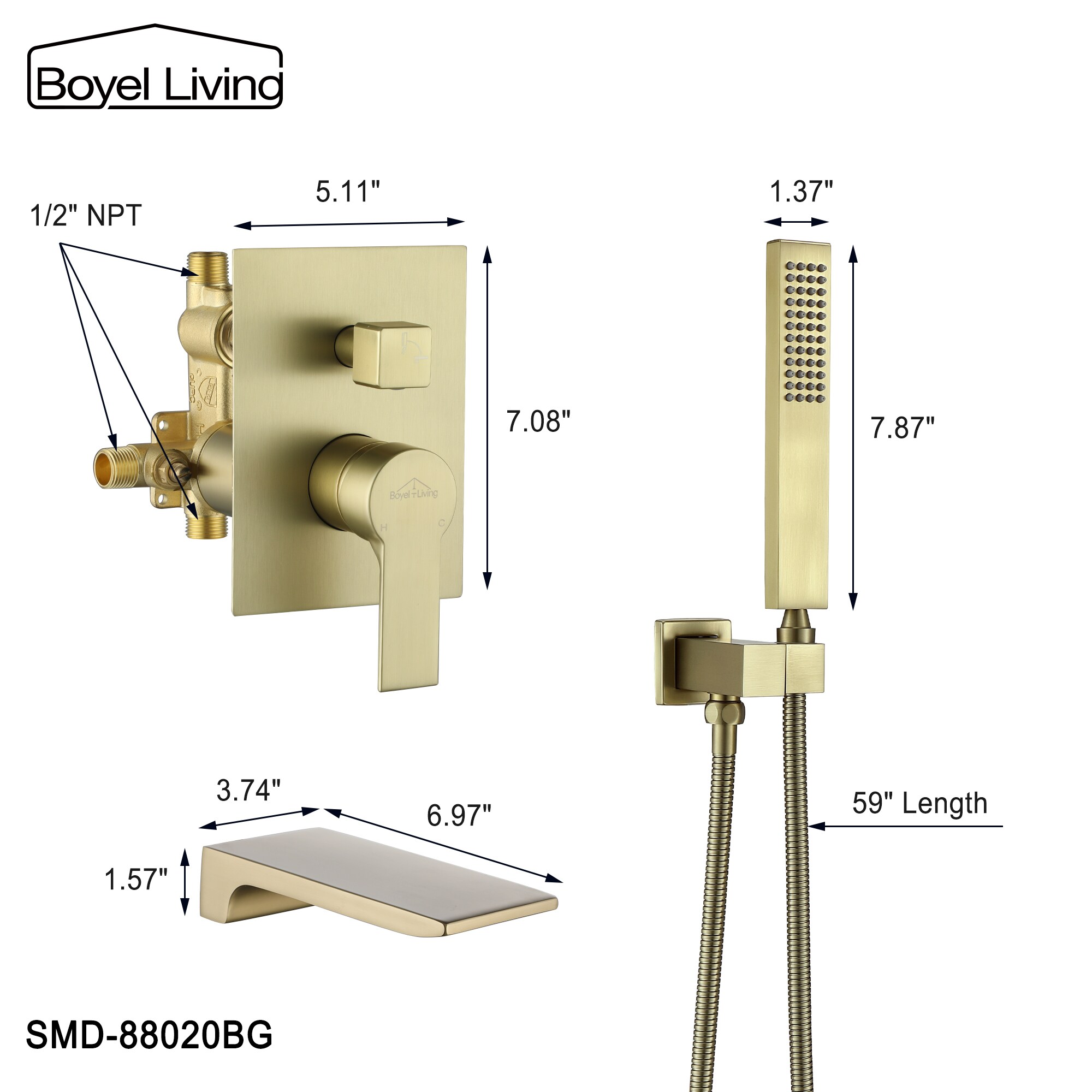Clihome CSMD-BS880-20BG Roman-Tub-Faucets - View #4
