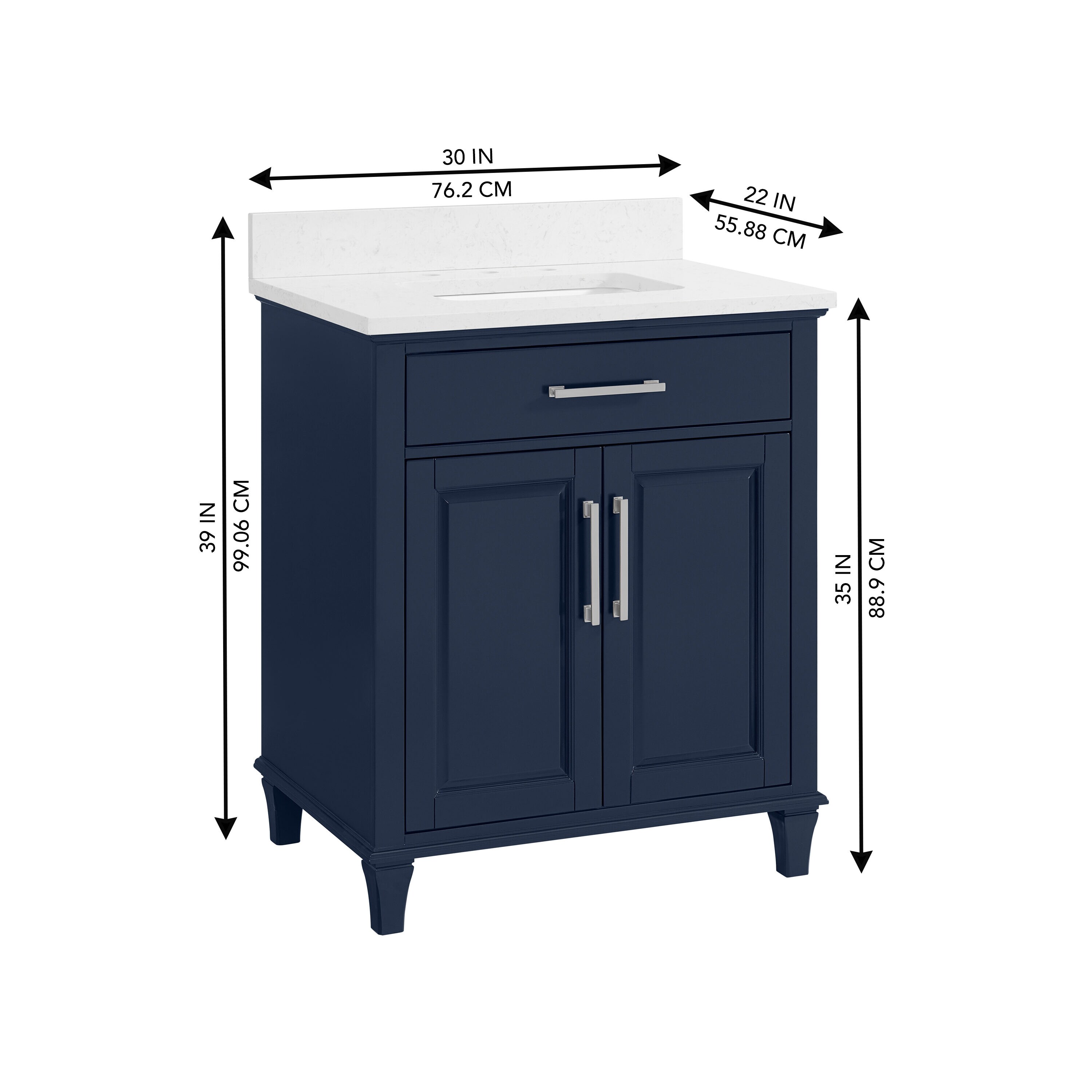 allen + roth Brookview 30-in Royal Navy Undermount Single Sink Bathroom ...