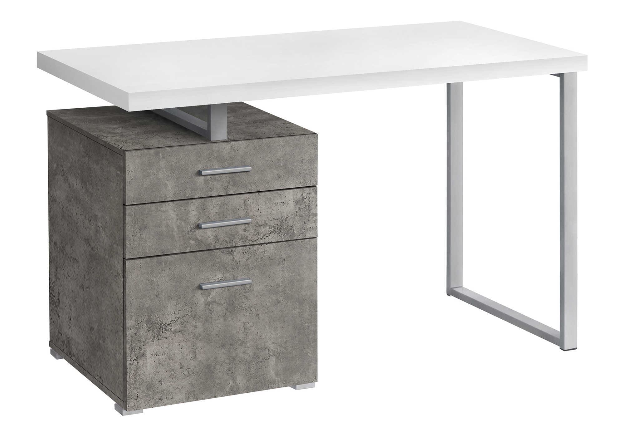 Tatayosi JL-219875 48 Inch White and Concrete Modern Computer Desk with Storage Drawers‚Äã