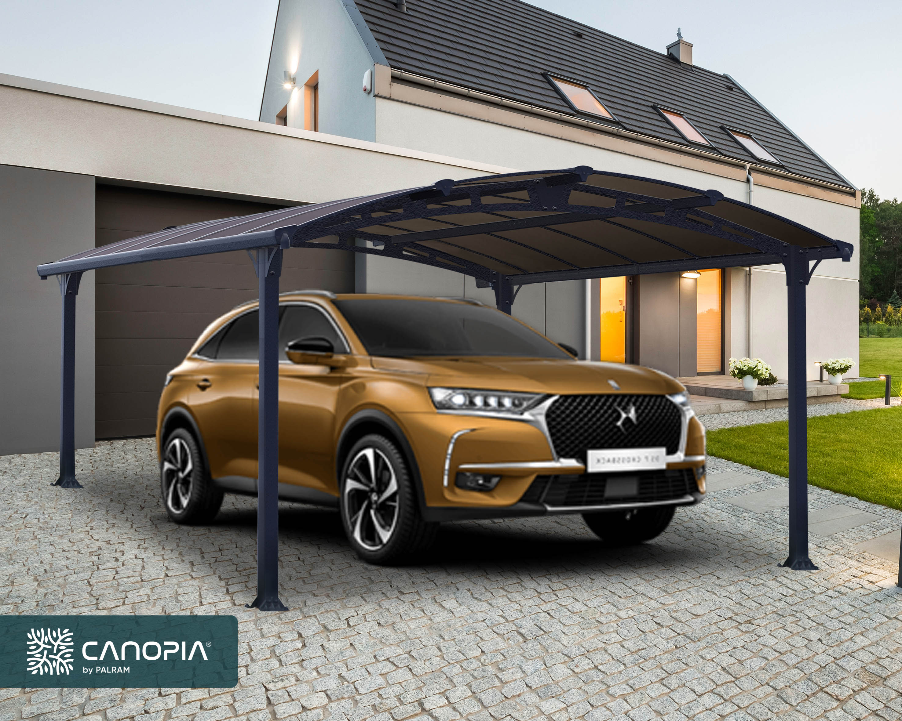 Carport simple autoportant en aluminium - 1 voiture - 15,3 m² - Gris -  GENARO