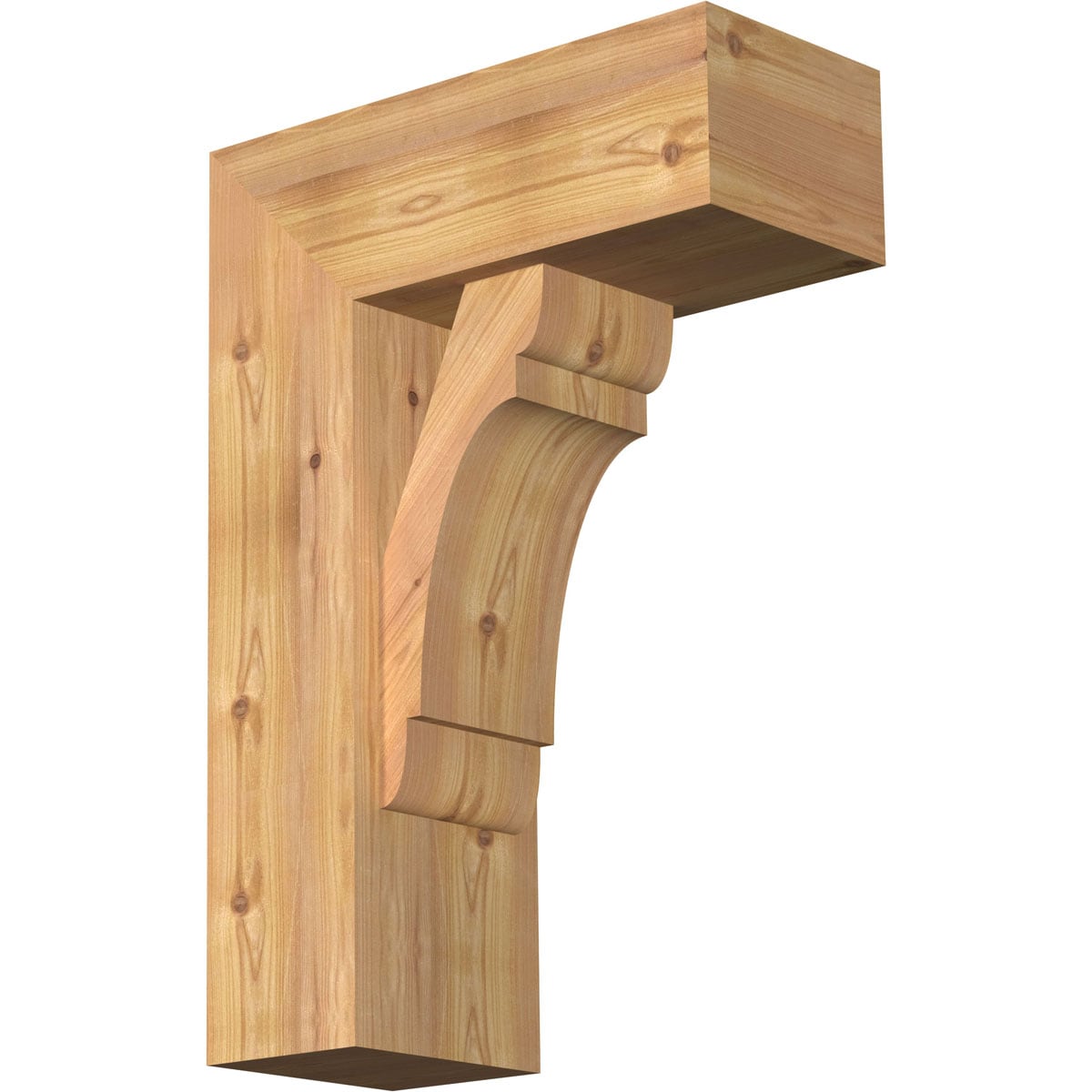 Ekena Millwork 1463565 Olympic Block Smooth Bracket with Offset Brace Western Red Cedar Wood Standard Bracket