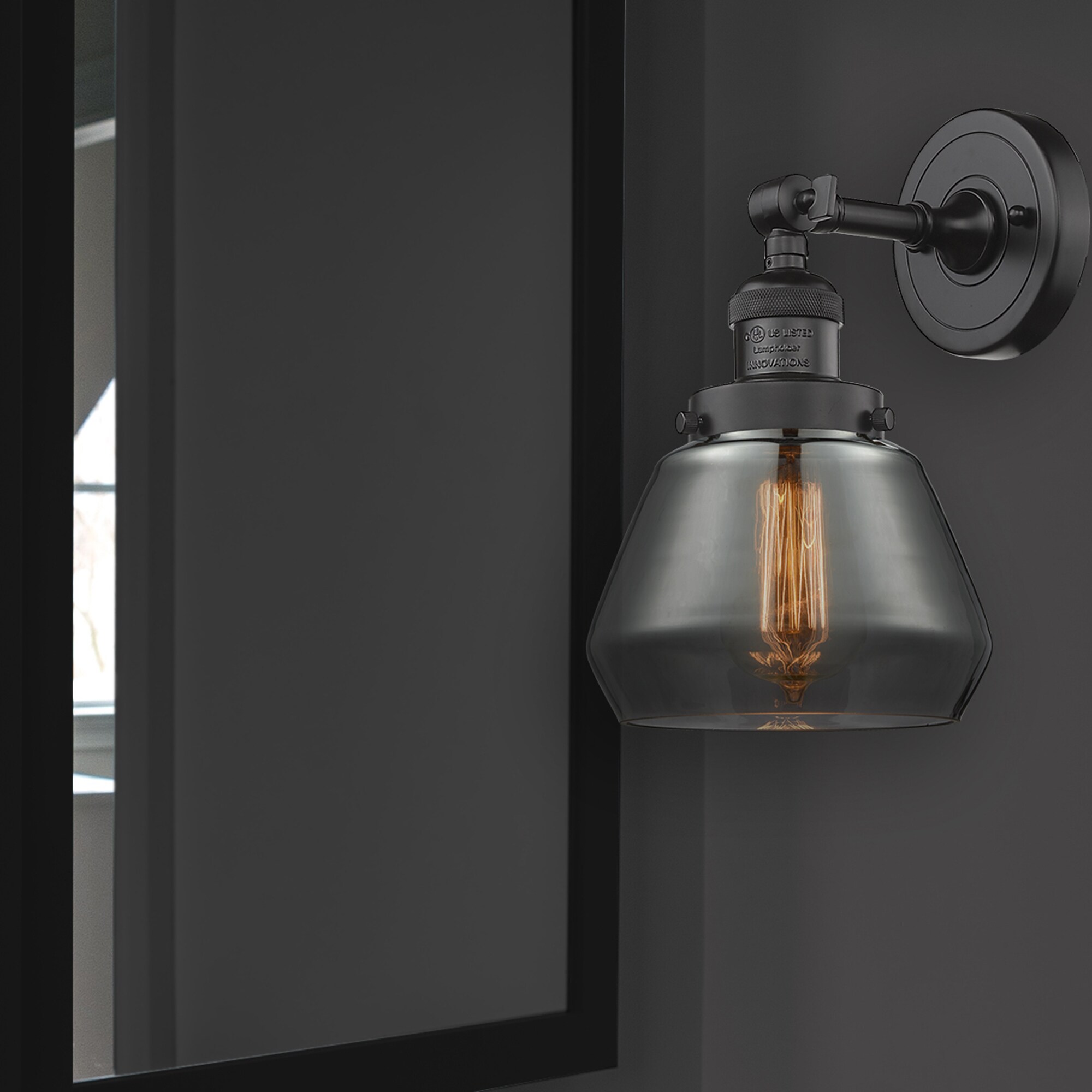Innovations Lighting 203-OB-G173 Fulton 7-in W 1 -Light Oil-rubbed Bronze Industrial Wall Sconce