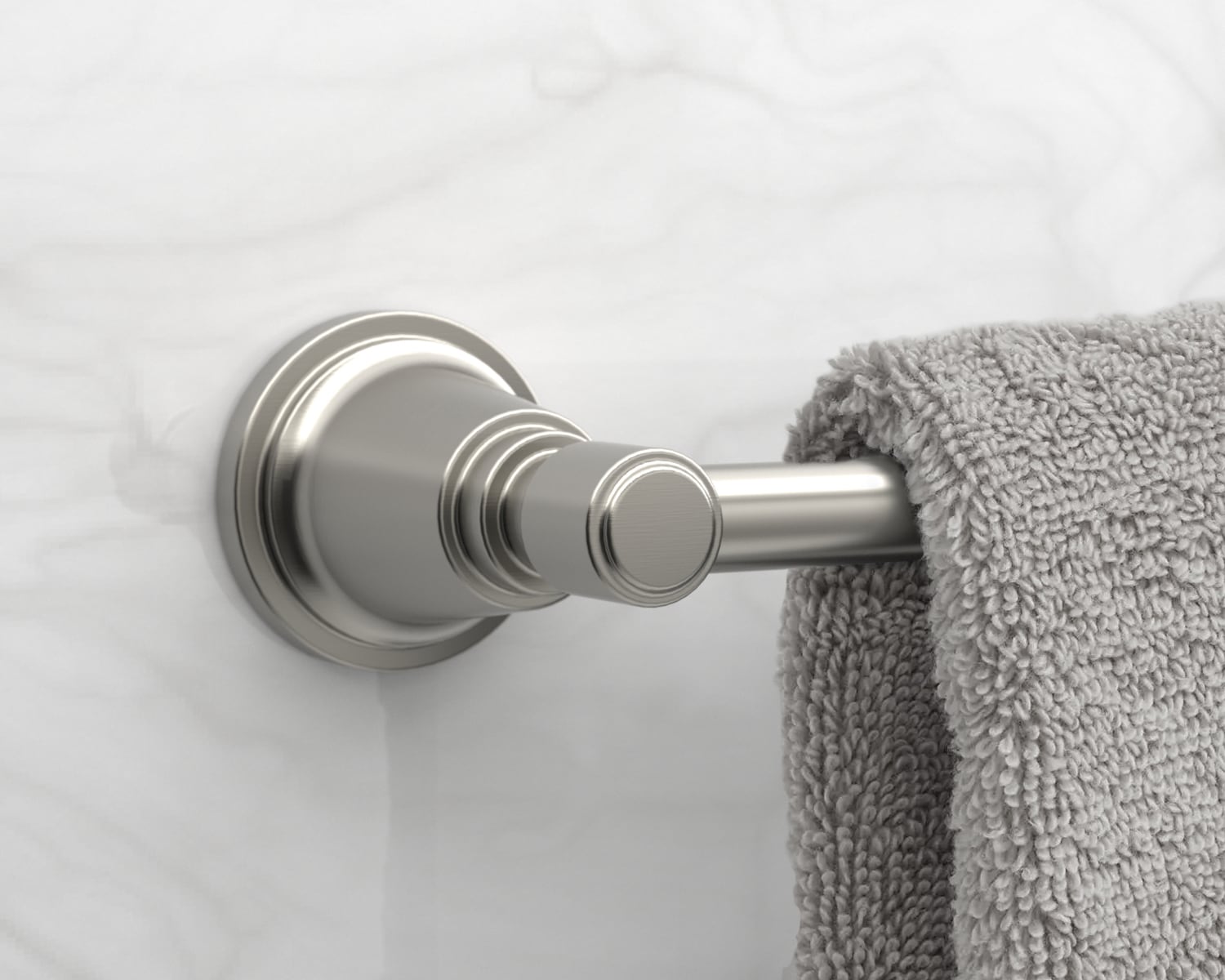 Brushed nickel suction online towel bar