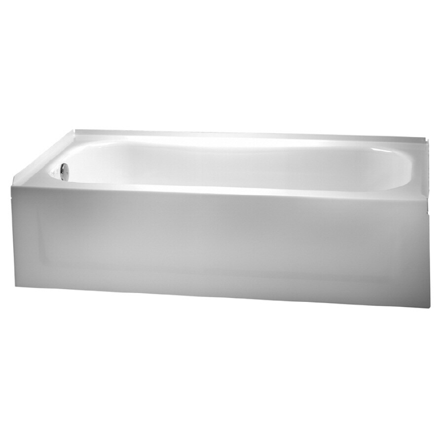 Crane Plumbing 088754010704 30-in x 60-in White Porcelain Enameled Steel Freestanding Soaking Bathtub (Right Drain)