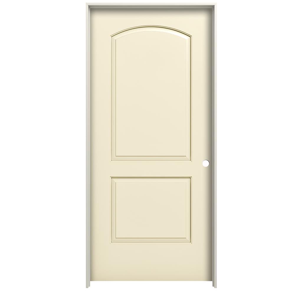 RELIABILT 32-in x 80-in Cream-n-sugar Hollow Core 2-panel Round Top Left Hand Smooth Prefinished Molded Composite Flat Jamb Single Prehung Interior -  LO1002399