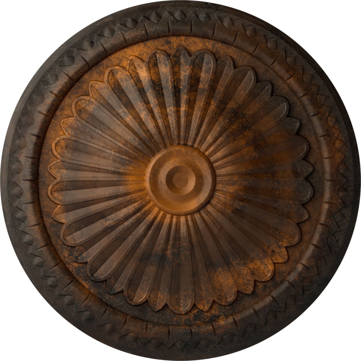 Ekena Millwork CM14AXRUS Alexa 15-in W x 15-in L Painted Rust Polyurethane Whole Ceiling Medallion