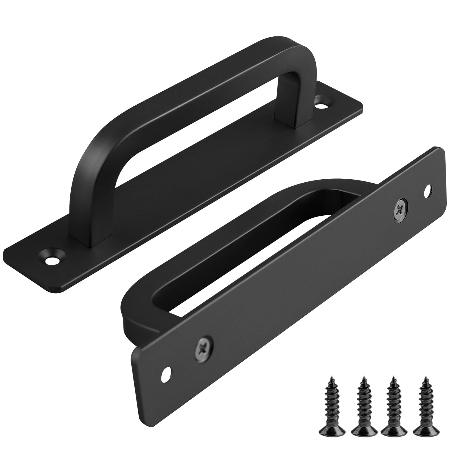 Lukvuzo  5 Pack 6 inch Black Screen Door Handle Sliding Door Handles Replacement Barn Door Pull with Backplate and Self Drilling Screws