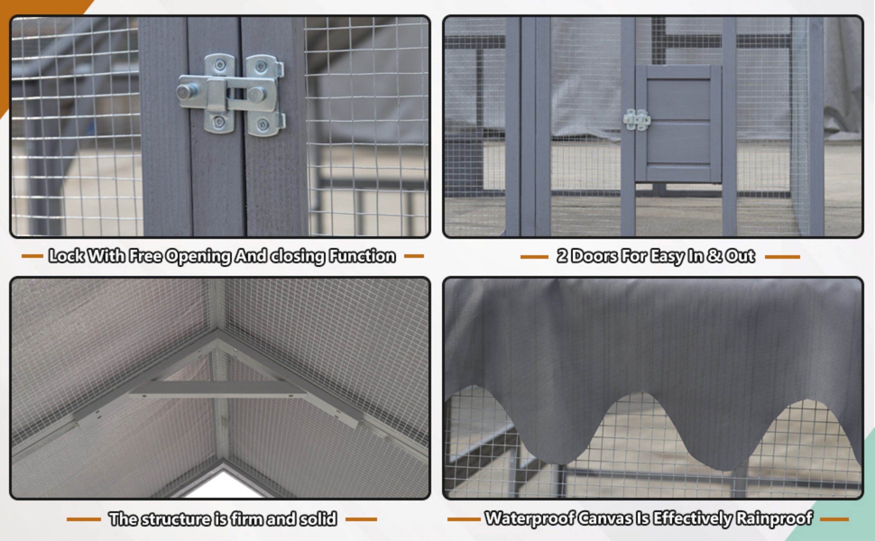 Clihome CL-GH304F Chicken-Coops-Rabbit-Hutches - View #4