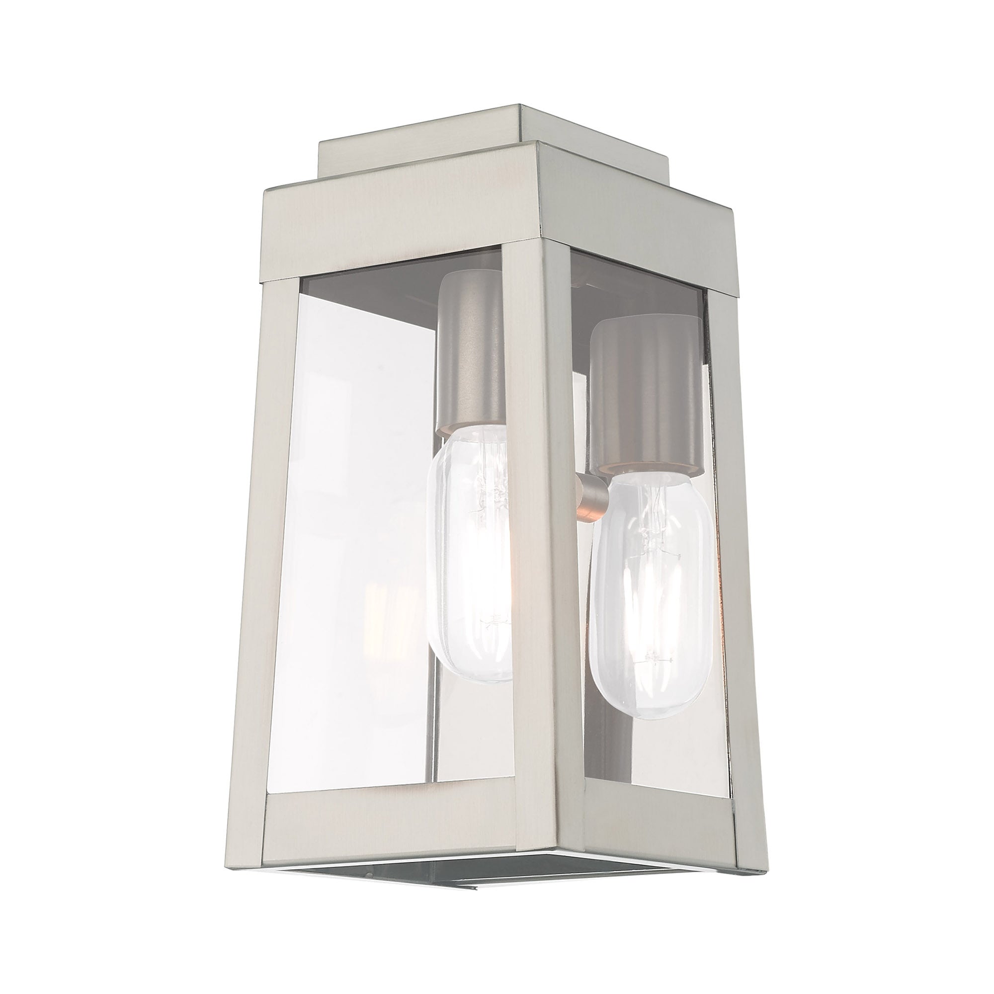 Oslo 9.5" Brushed Nickel Outdoor Wall Lantern with Clear Glass