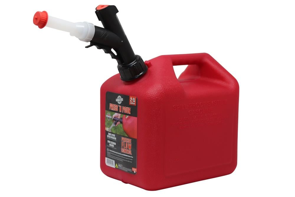 GarageBOSS Red Plastic Gas Can with Self-Venting Spout, 2 Gallon Capacity,  EPA Compliant for Gasoline in the Gas Cans department at