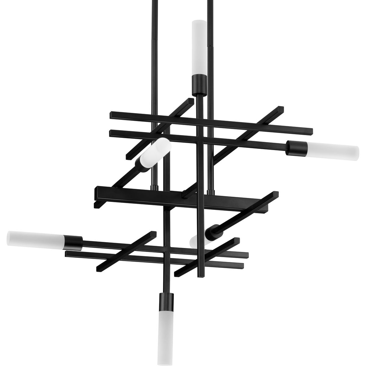Progress Lighting P400264-031-30 Quadrant LED 6 -Light Matte Black Modern/contemporary Integrated LED For Use in Bathrooms, Bedrooms, Dining Rooms, Foyers, Kitchens, Living Rooms Chandelier