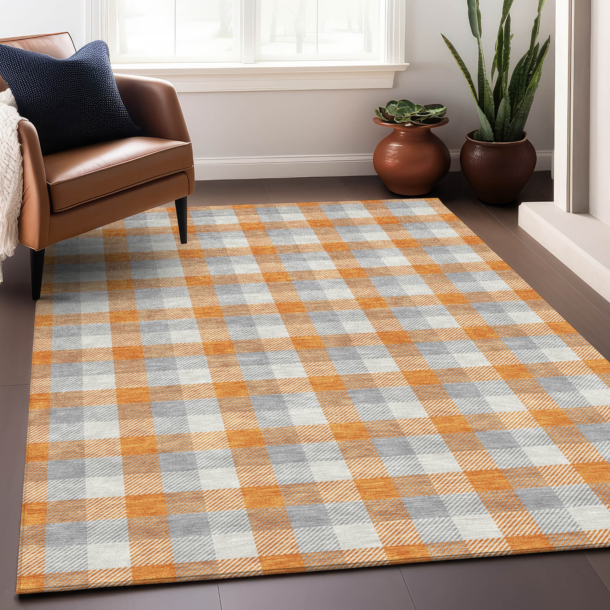 Addison Rugs ACN1053OR30X46 Chantille ACN1053OR 2 x 3 (ft) Polyester Orange Rectangular Indoor/Outdoor Geometric Machine washable Area rug