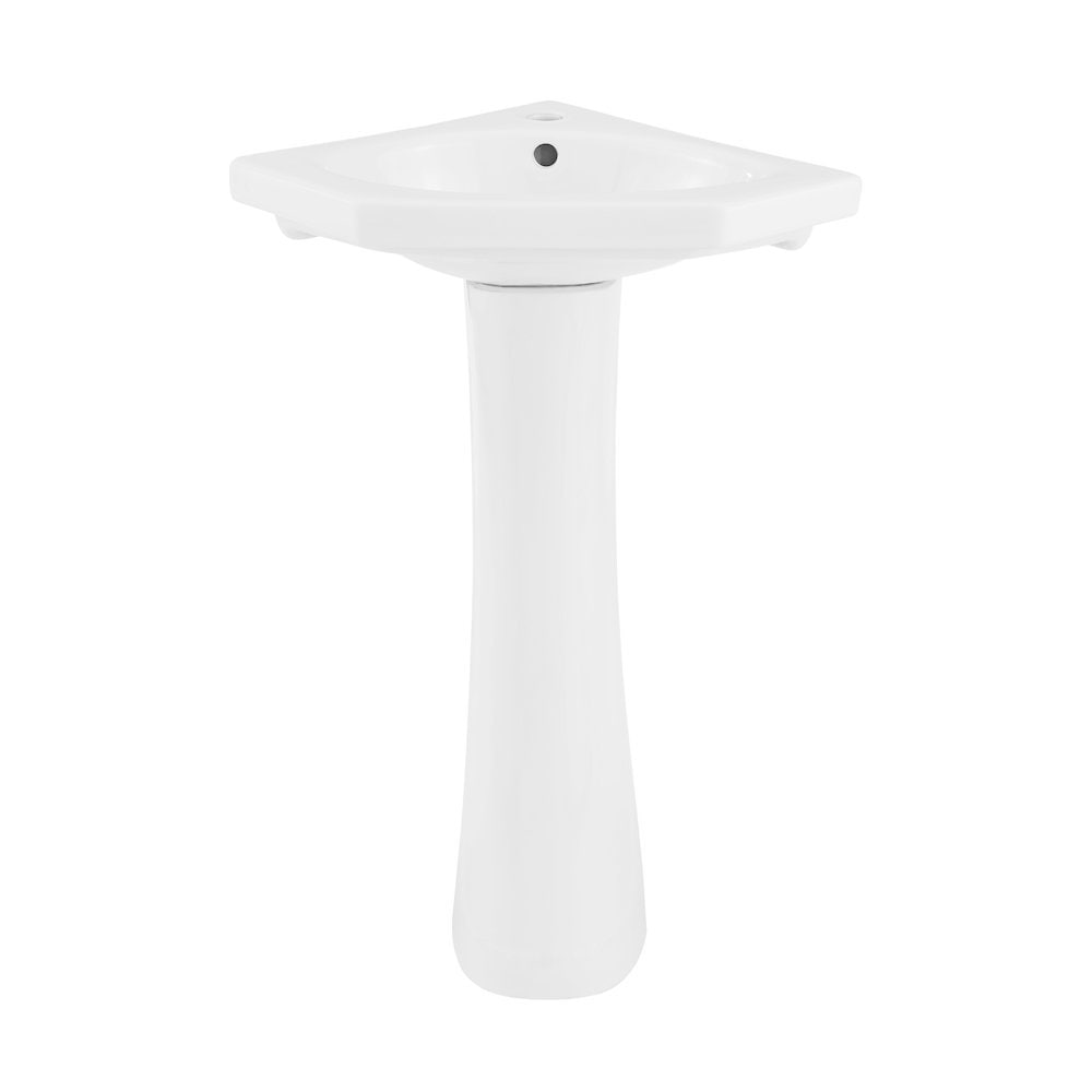 Swiss Madison StTropez Corner Two Piece Pedestal Sink in the