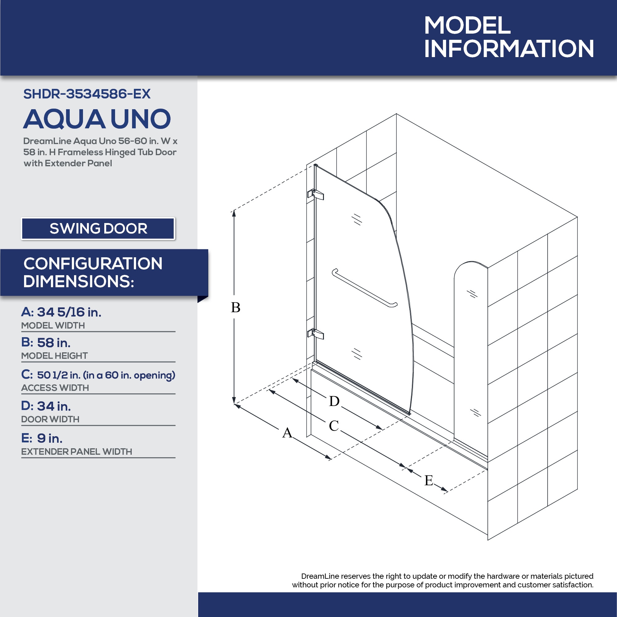 DreamLine SHDR3534586EX09 Bathtub-Doors - View #4