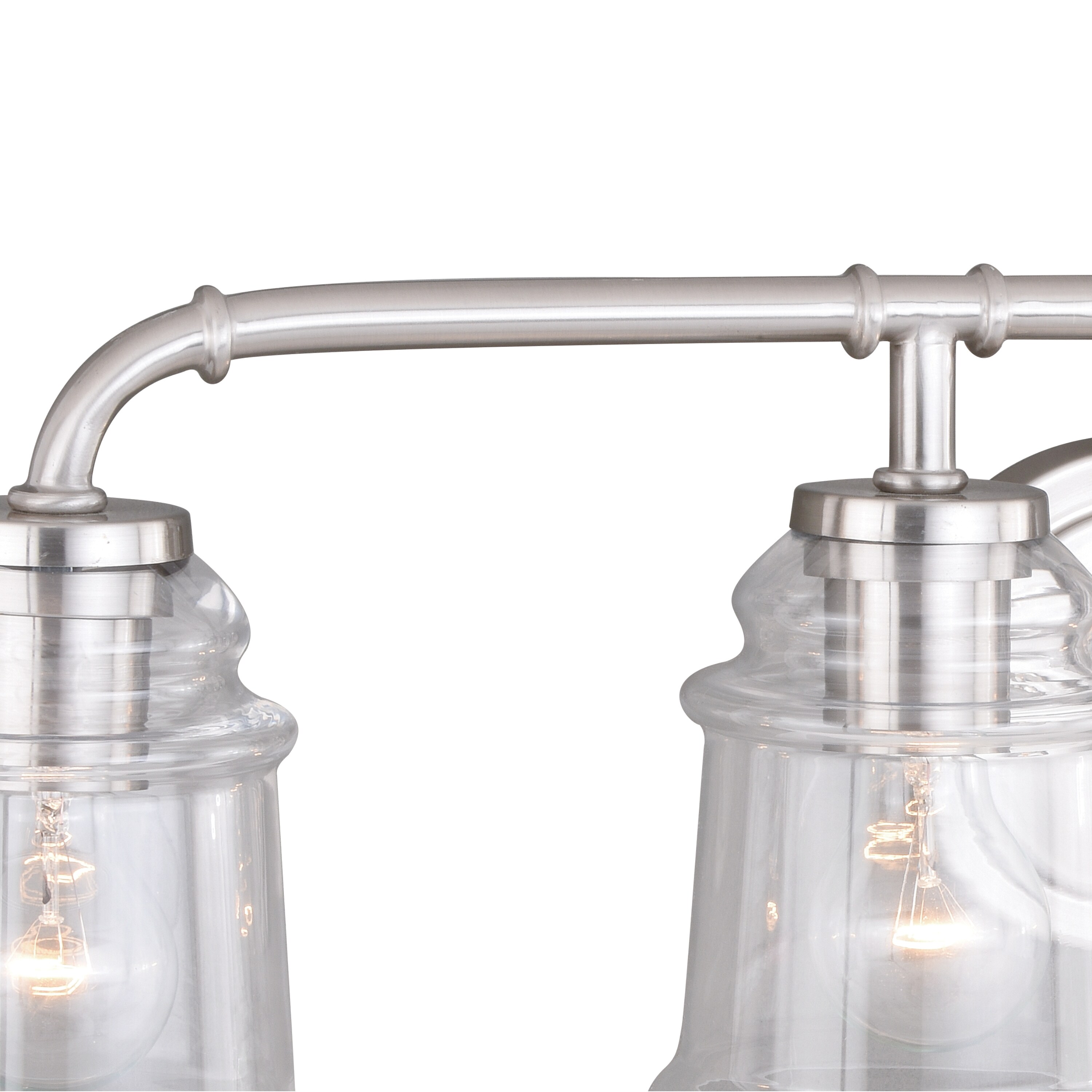 Toledo 30.5" Satin Nickel Industrial Vanity Light with Clear Glass Shades