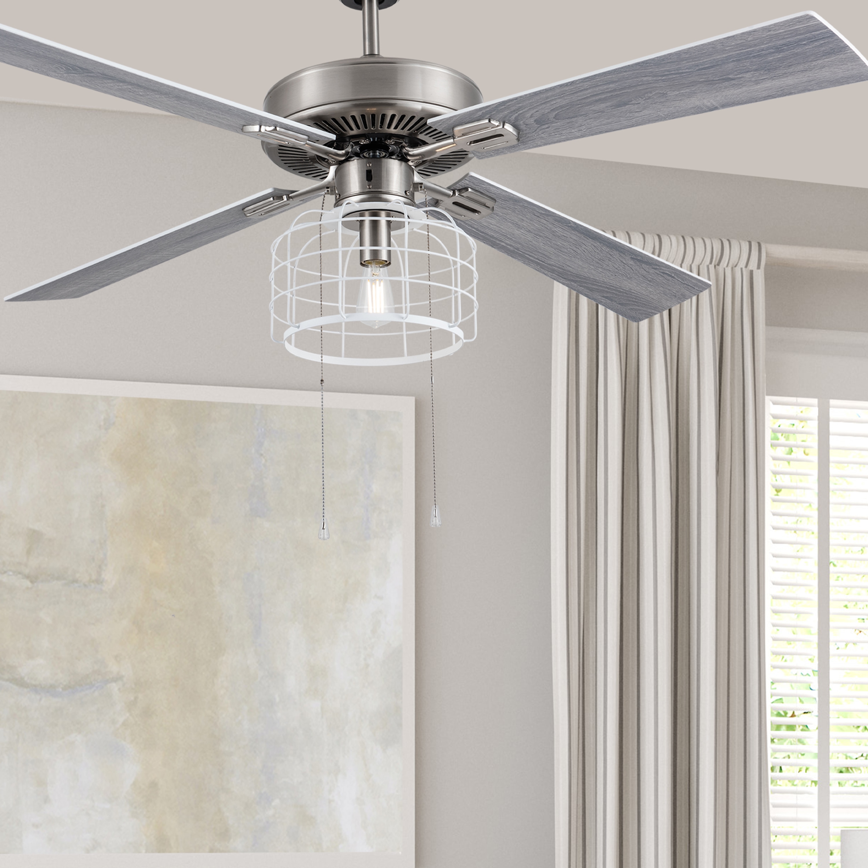 River of Goods Ceiling Fan 52-in Nickel with Soft Grey, White Blades ...