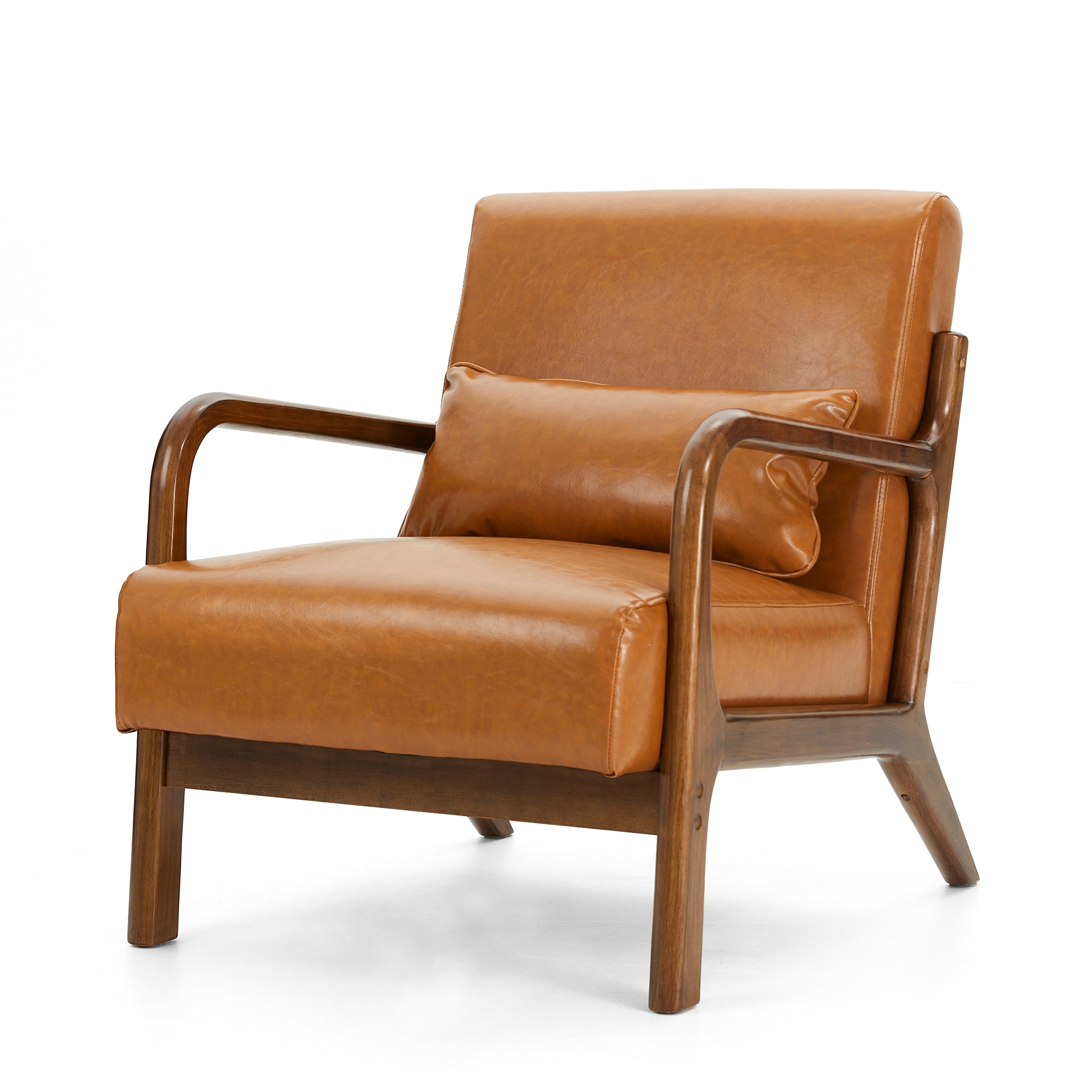 Glitzhome 2001100050 Casual Brown Faux leather Accent Chair