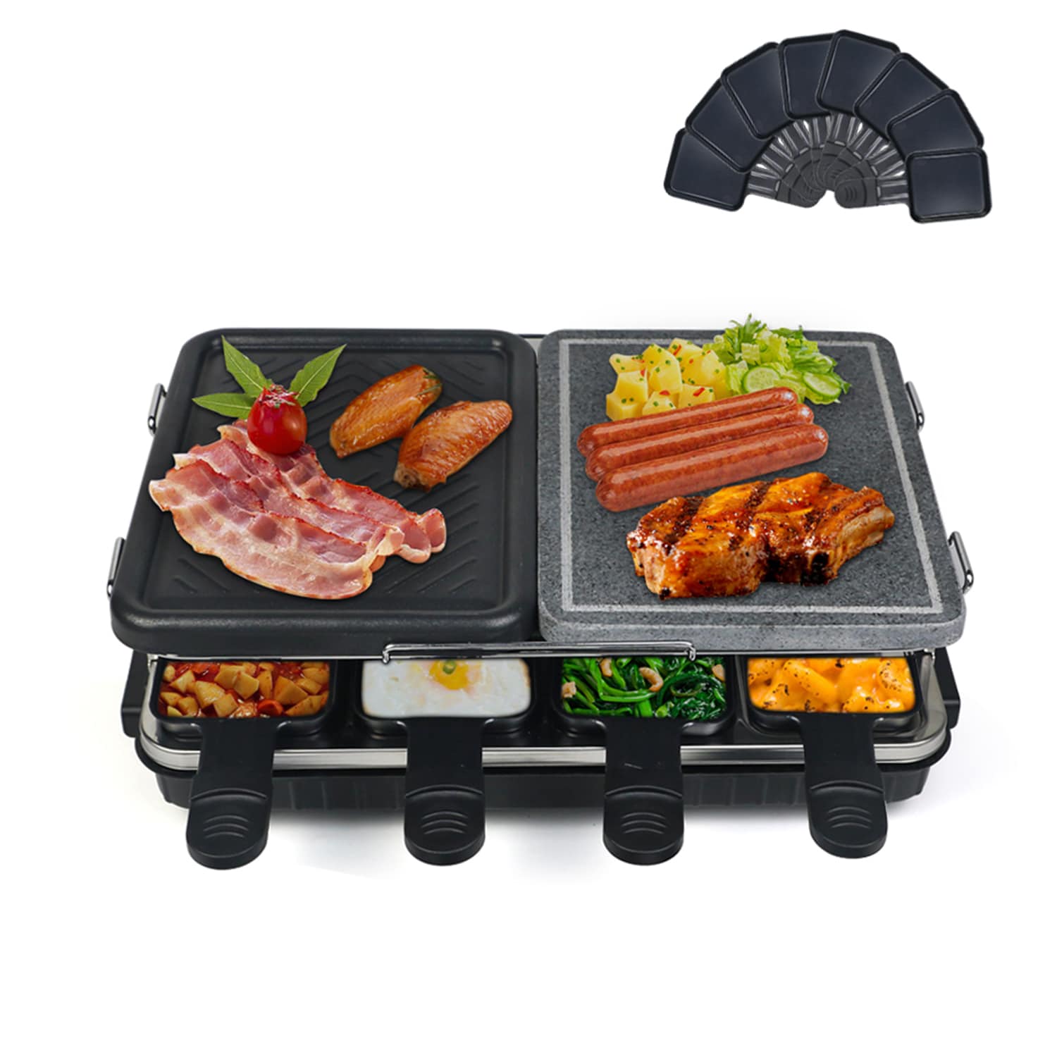 Bybafun 16.1-IN Table Top Multi-Purpose - Grill Korean the in Non-Stick Electric 1300W with Grill BBQ Grills Grill Barbecue at Electric Cooking and Stone department Plate for