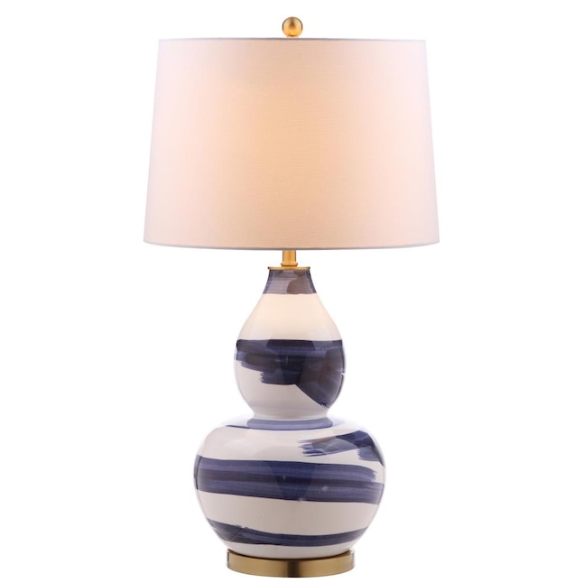 Safavieh Aileen 32-in Blue/White LED Rotary Socket Table Lamp with Fabric  Shade in the Table Lamps department at Lowes.com