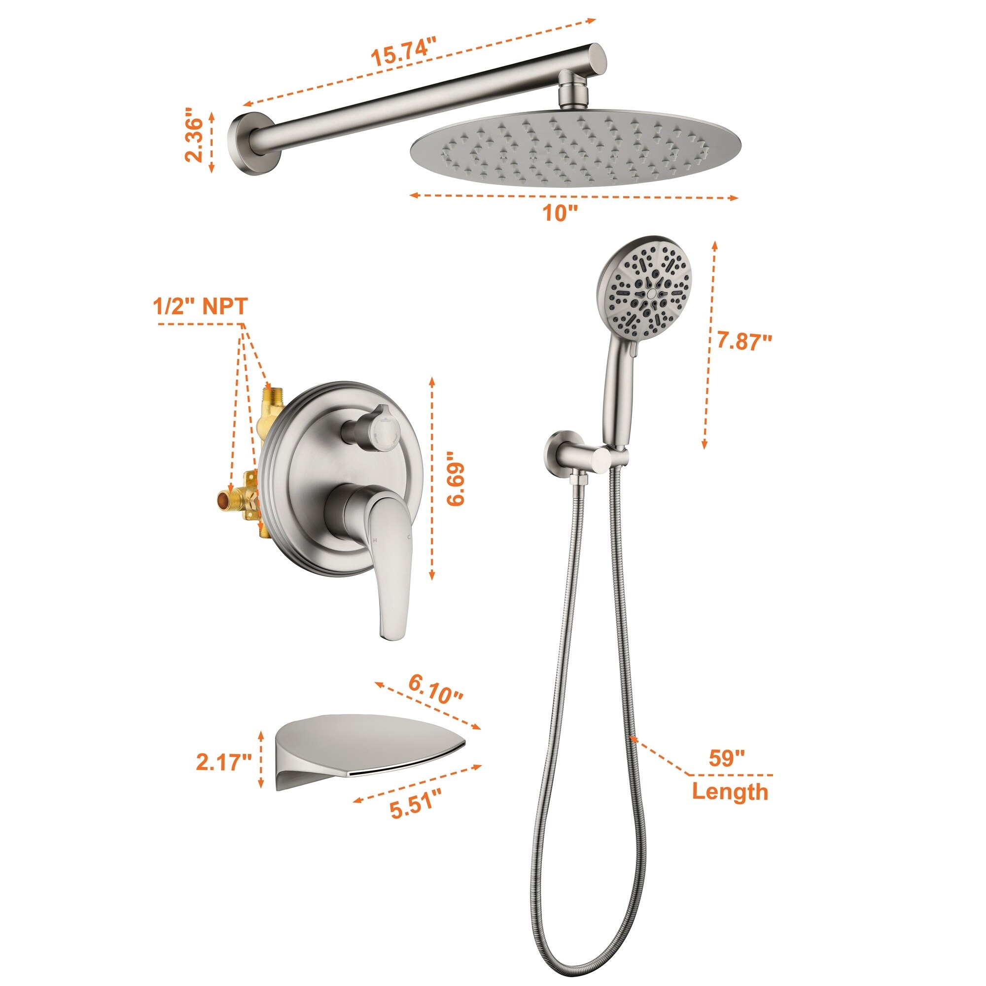 Boyel Living BL88054BN-10 Showerhead-Bar-Panels - View #5