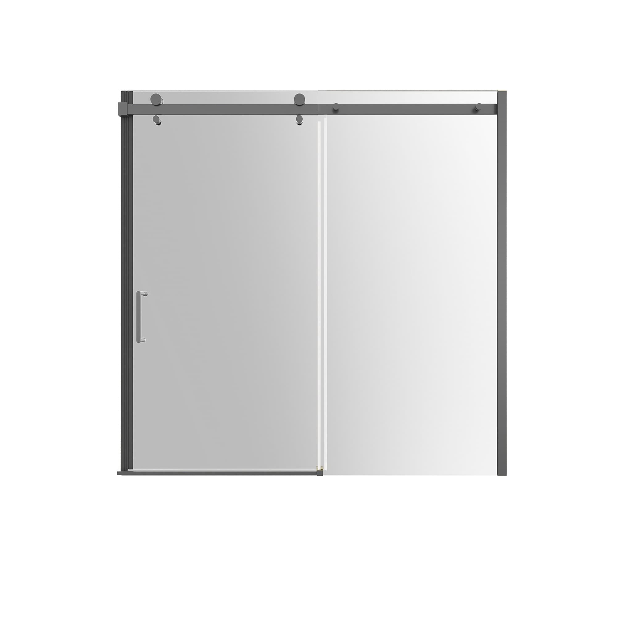 LIVACA - 56 to 60 inch Matte Black Semi-Frameless Sliding Bathtub Door with 5/16 inch Clear Tempe...