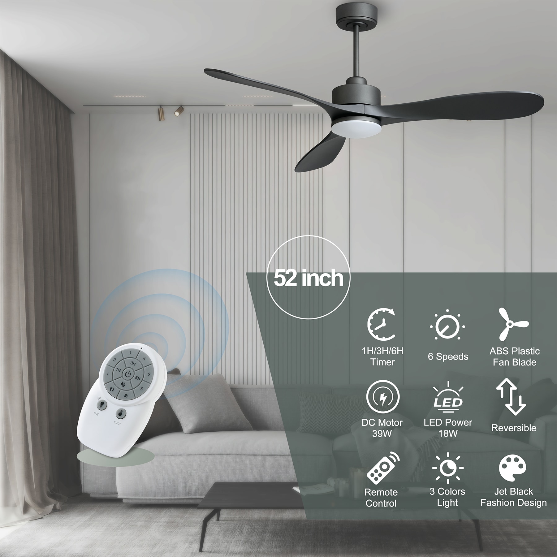 WELLFOR GYH42-5257-3BK Ceiling-Fans - View #10