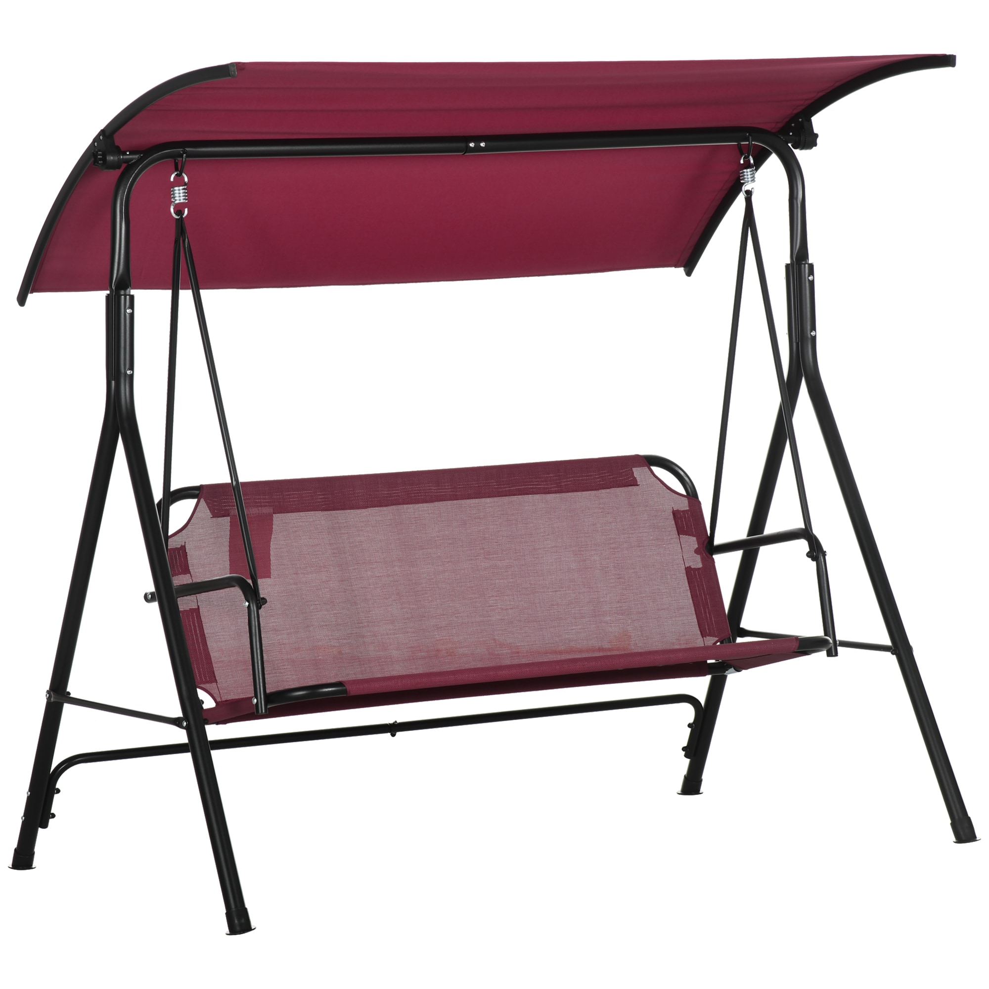 Bayfeve BFAOS-4128-SW Outdoor Swing with Stand 3 -person Wine Red Steel Outdoor Glider